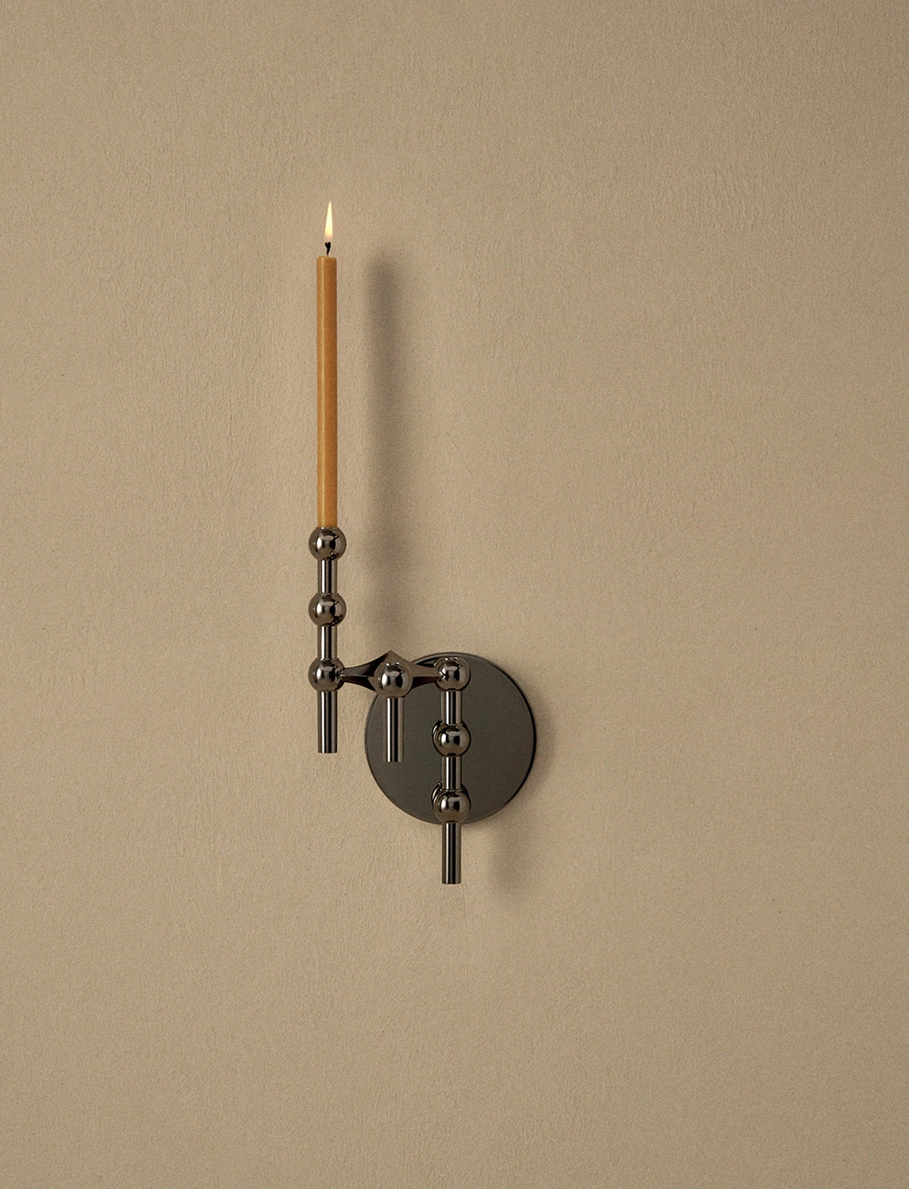 STOFF Nagel Stoff Nagel Wall Hanger - Black Chrome, 14.5X11 cm, Silver, Lysestager & Lanterner > Lysestager, Unisex