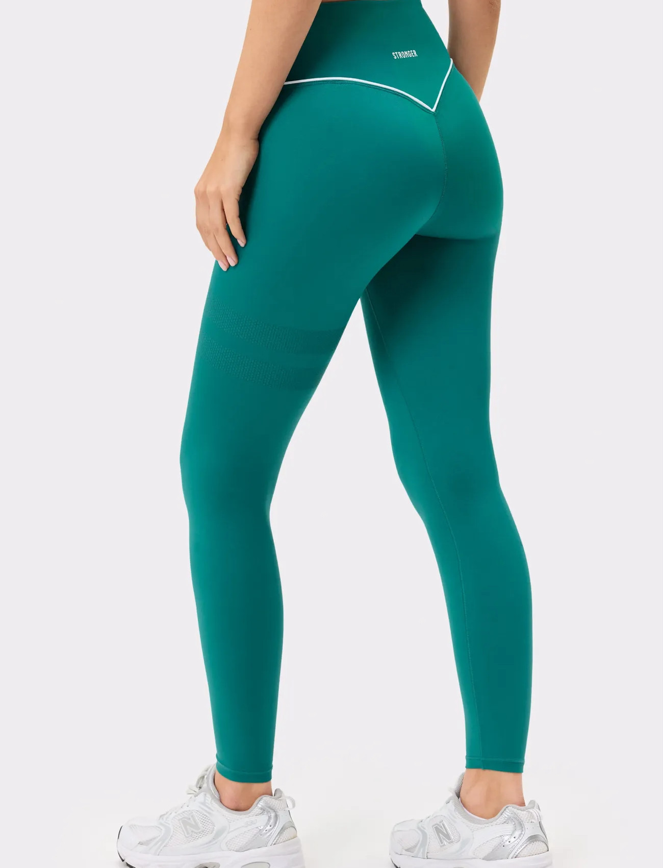 STRONGER Signature Piping Leggings, L, Green, Sport Tights > Sport Leggings, Dame