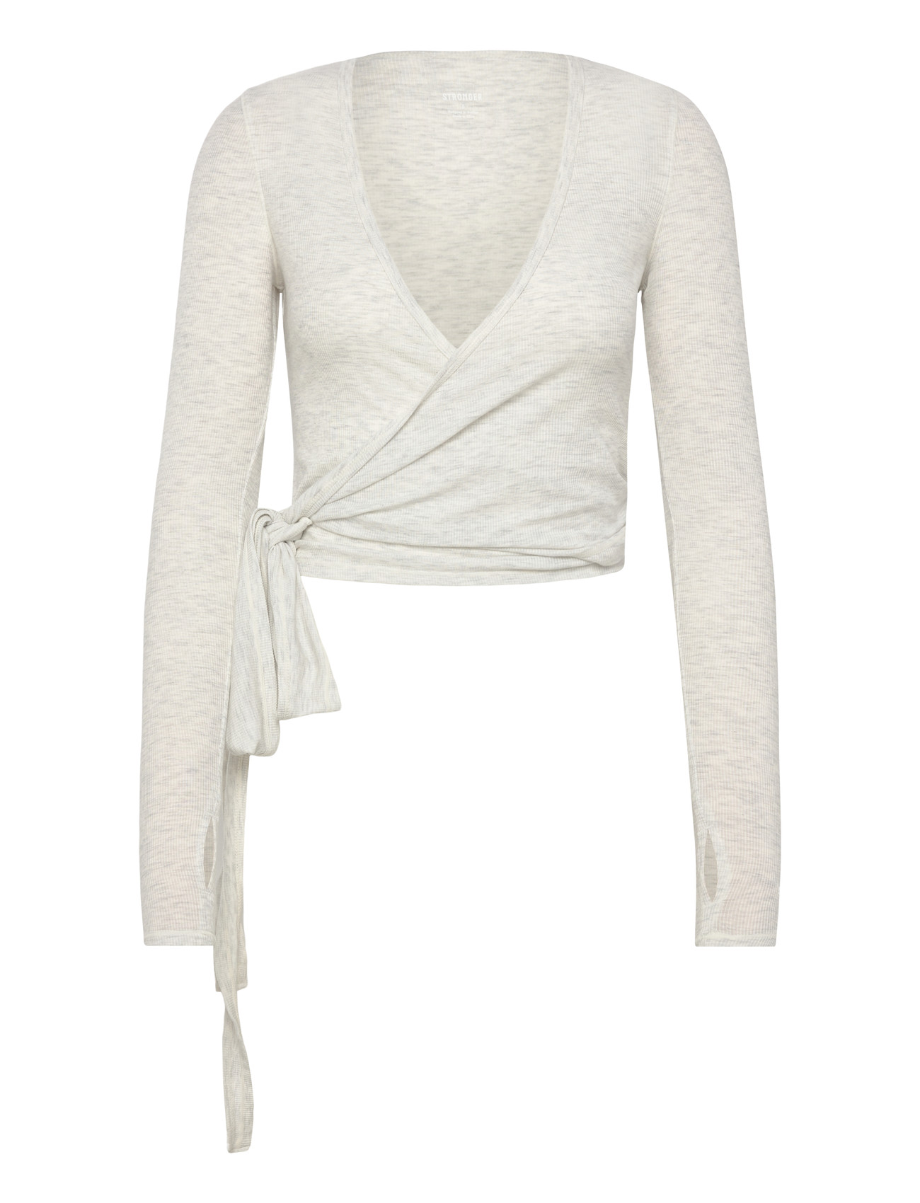 STRONGER Soft Rib Wrap Long Sleeve, M, Grey, Sport Crop Overdele > Sport Long-sleeved Crop Overdele, Dame