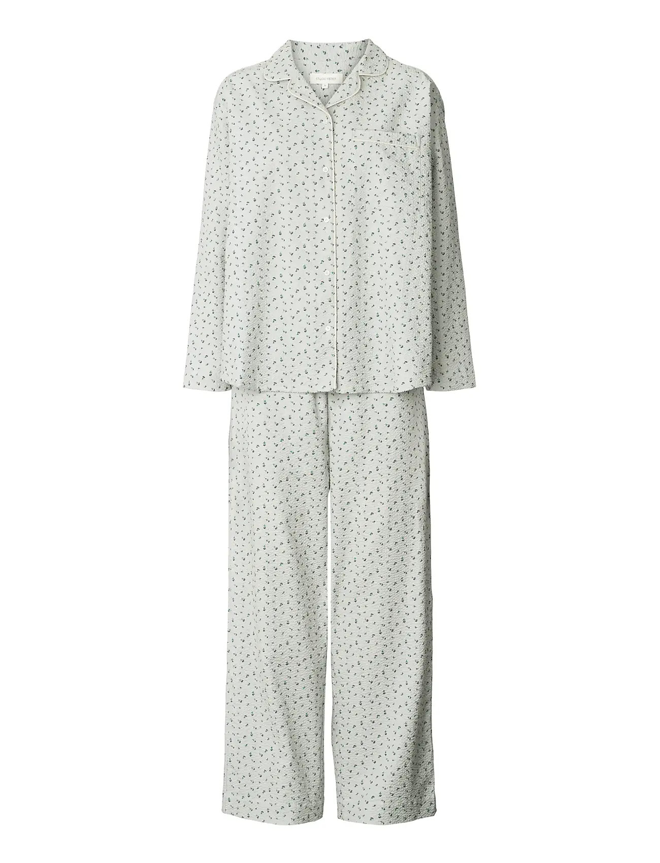 STUDIO FEDER Edith Pajama - Seersucker Weiß - XL - Damen