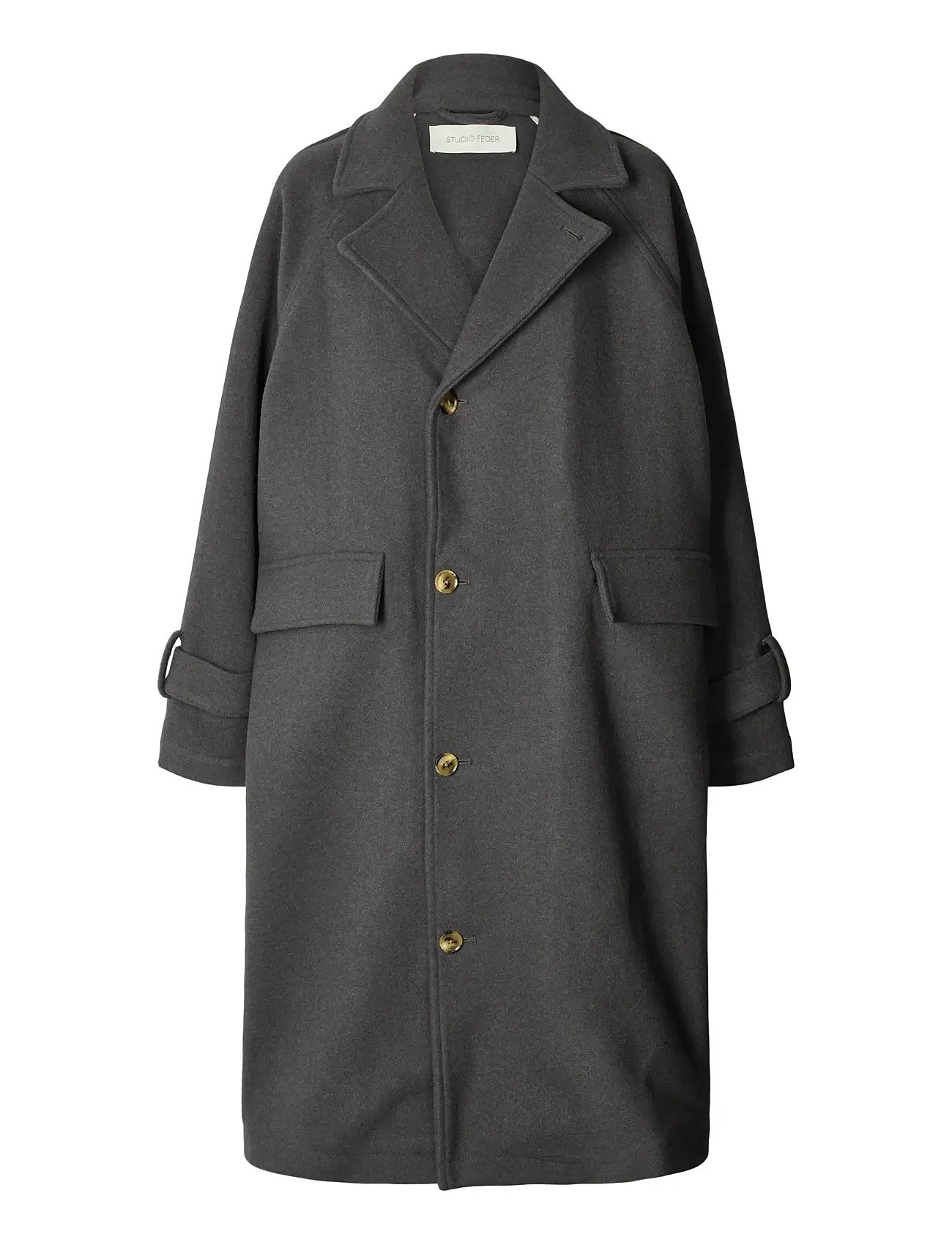 STUDIO FEDER Johanne Coat - Wool, M, Grey, Frakker > Uldfrakker, Dame