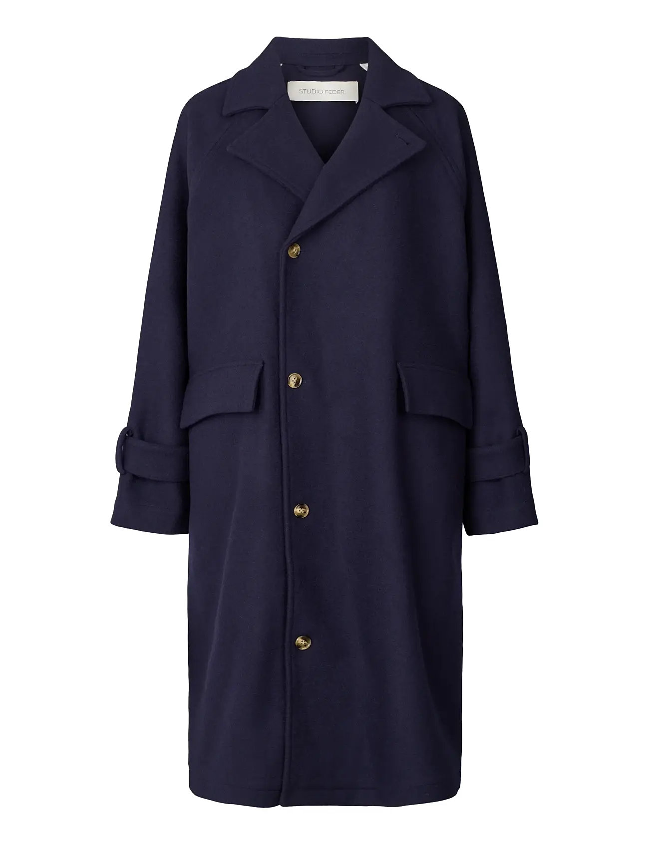 STUDIO FEDER Johanne Coat - Wool, M, Navy, Frakker > Uldfrakker, Dame