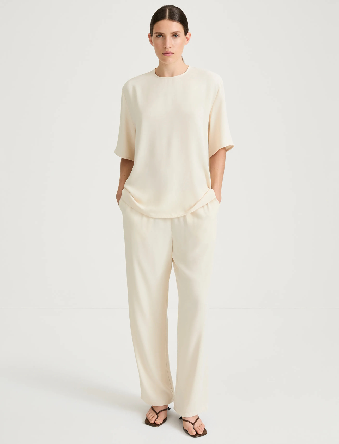 Stylein Meike Trousers, XL, Cream, Bukser > Lige Ben, Dame