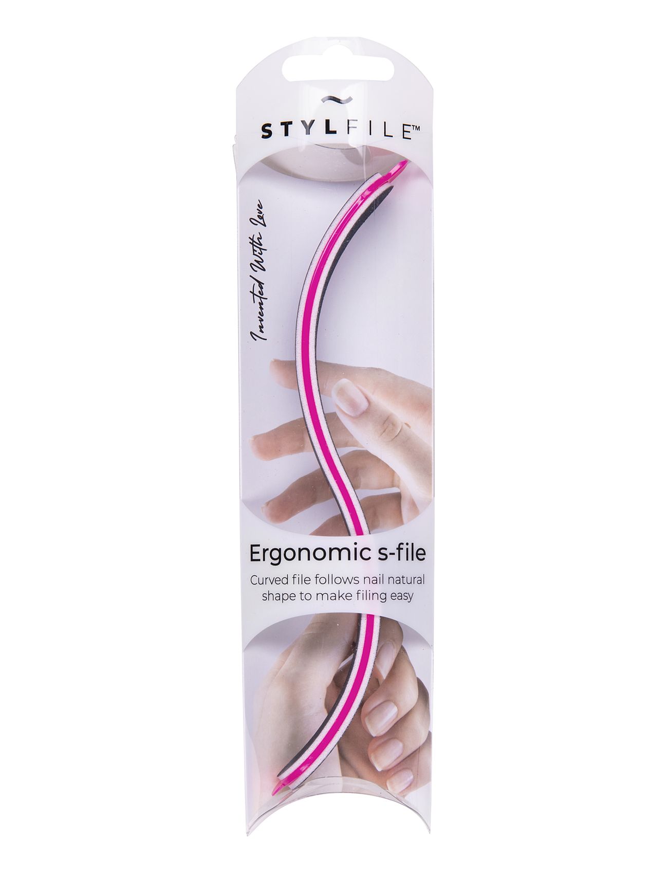 Stylfile Curved 3 In 1 S-Shape Nail File Negleværktøj Negle Nude Stylpro