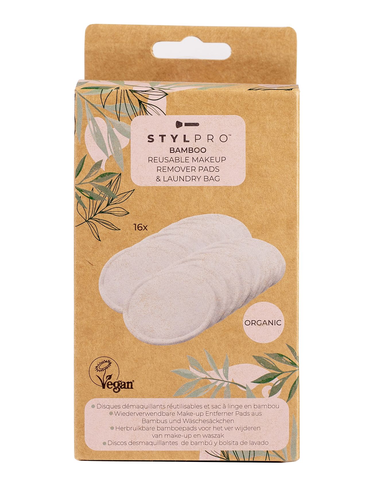 Stylpro 16 X Bamboo Reusable Makeup Remover Pads & Laundry Bag Beauty Women Skin Care Face Cleansers Accessories Nude Stylpro