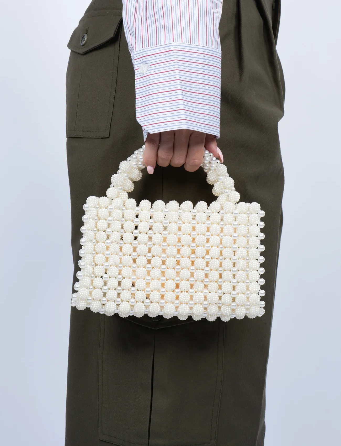 SUI AVA Handmade Pearl Bag, One Size, White, Tasker > Tasker Med Tophåndtag, Dame