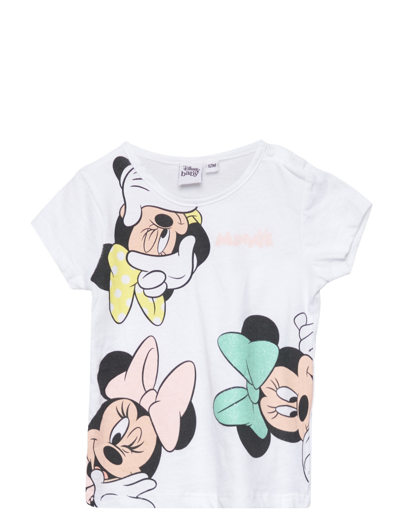Short-Sleeved T-Shirt Tops T-Kortærmet Skjorte White Minnie Mouse