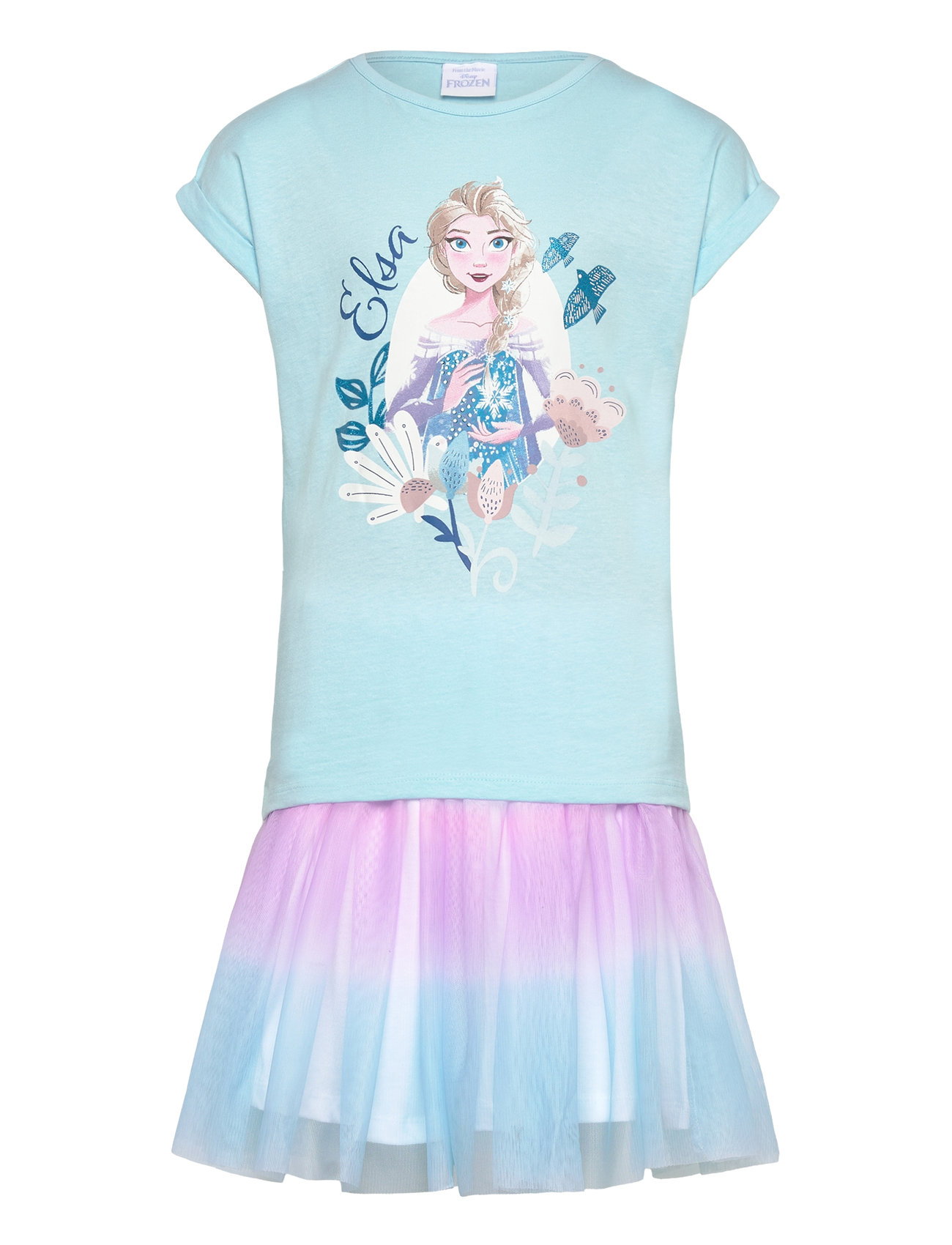 Frost T Shirt + Short, 128, Blue, Sæt > Sæt Med Kortærmet T-Shirt, Børn
