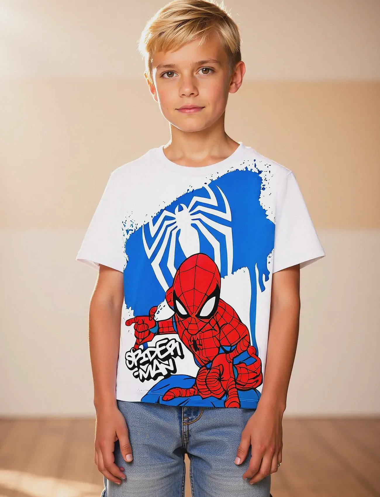 Spider-man Tshirt, 98, White, T-Shirts > Kortærmede, Børn