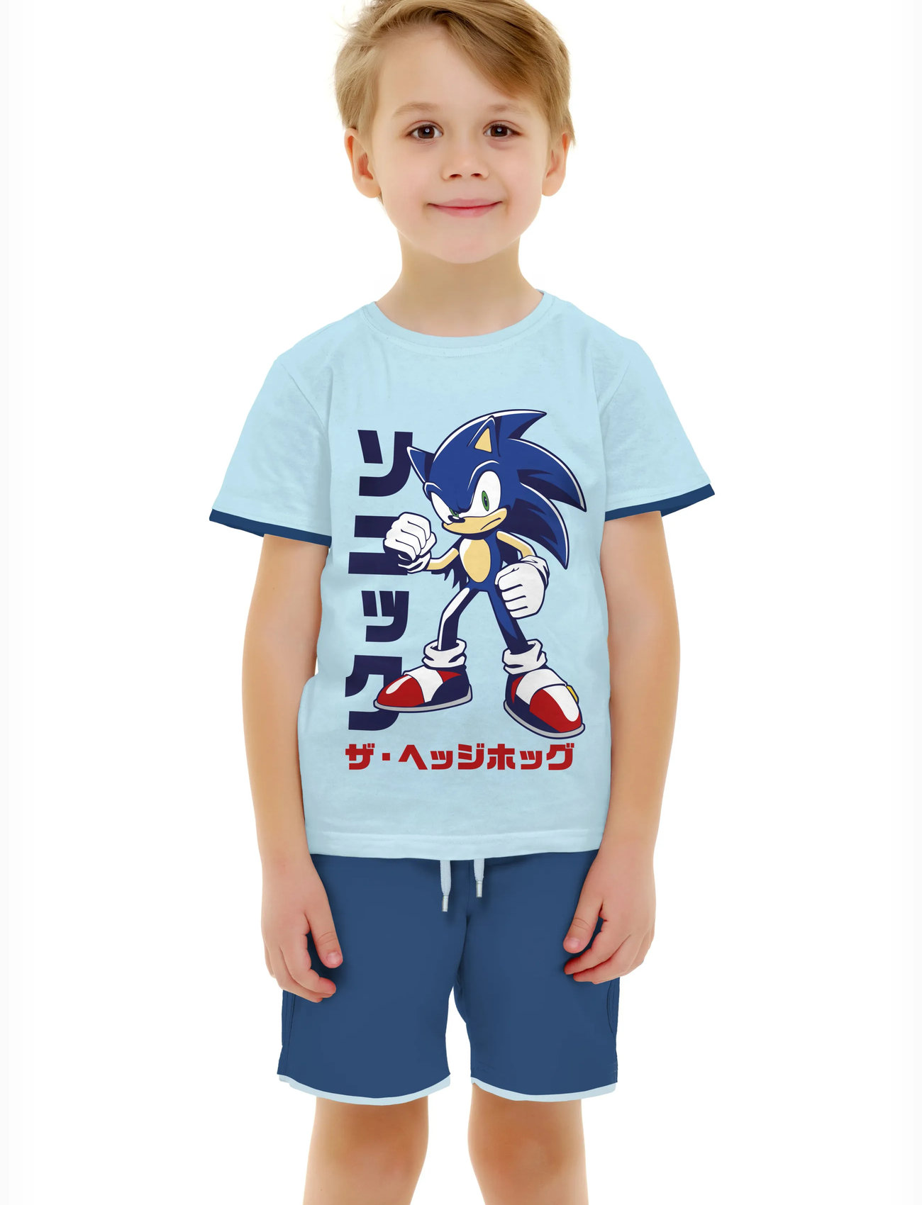 Sonic Tshirt + Short, 98, Blue, Sæt > Sæt Med Kortærmet T-Shirt, Børn