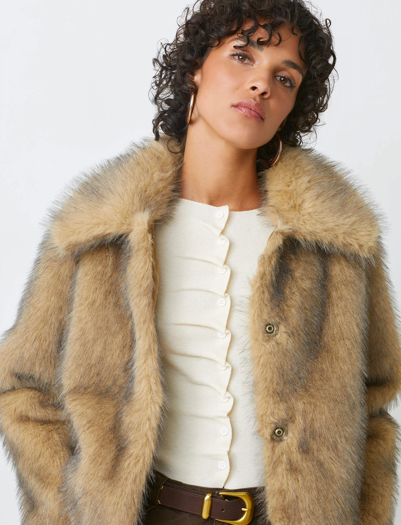 SUNCOO Paris Egon, M, Beige, Overtøj > Imiteret Pels, Dame