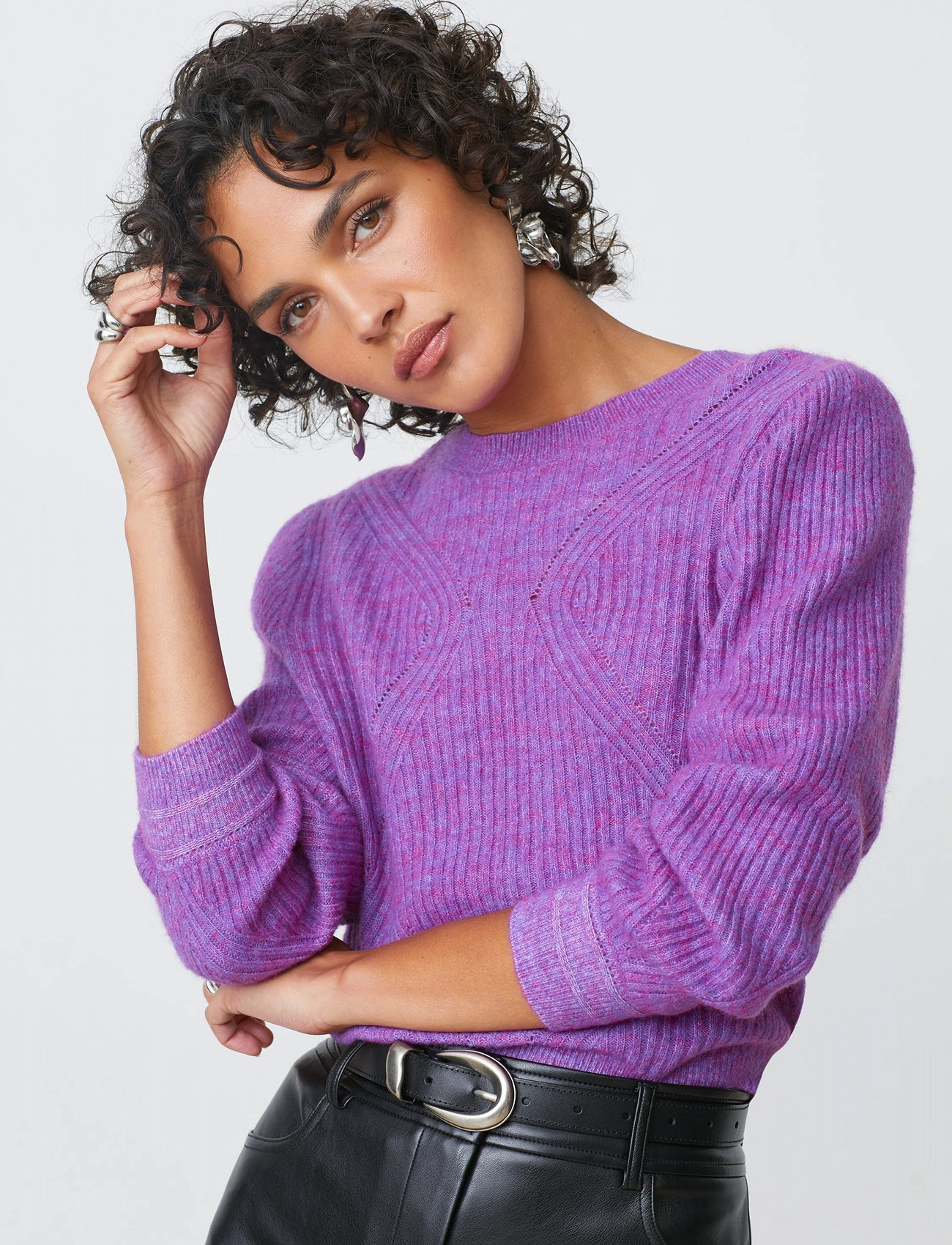 SUNCOO Paris Pollen, M, Purple, Strik > Cardigans, Dame