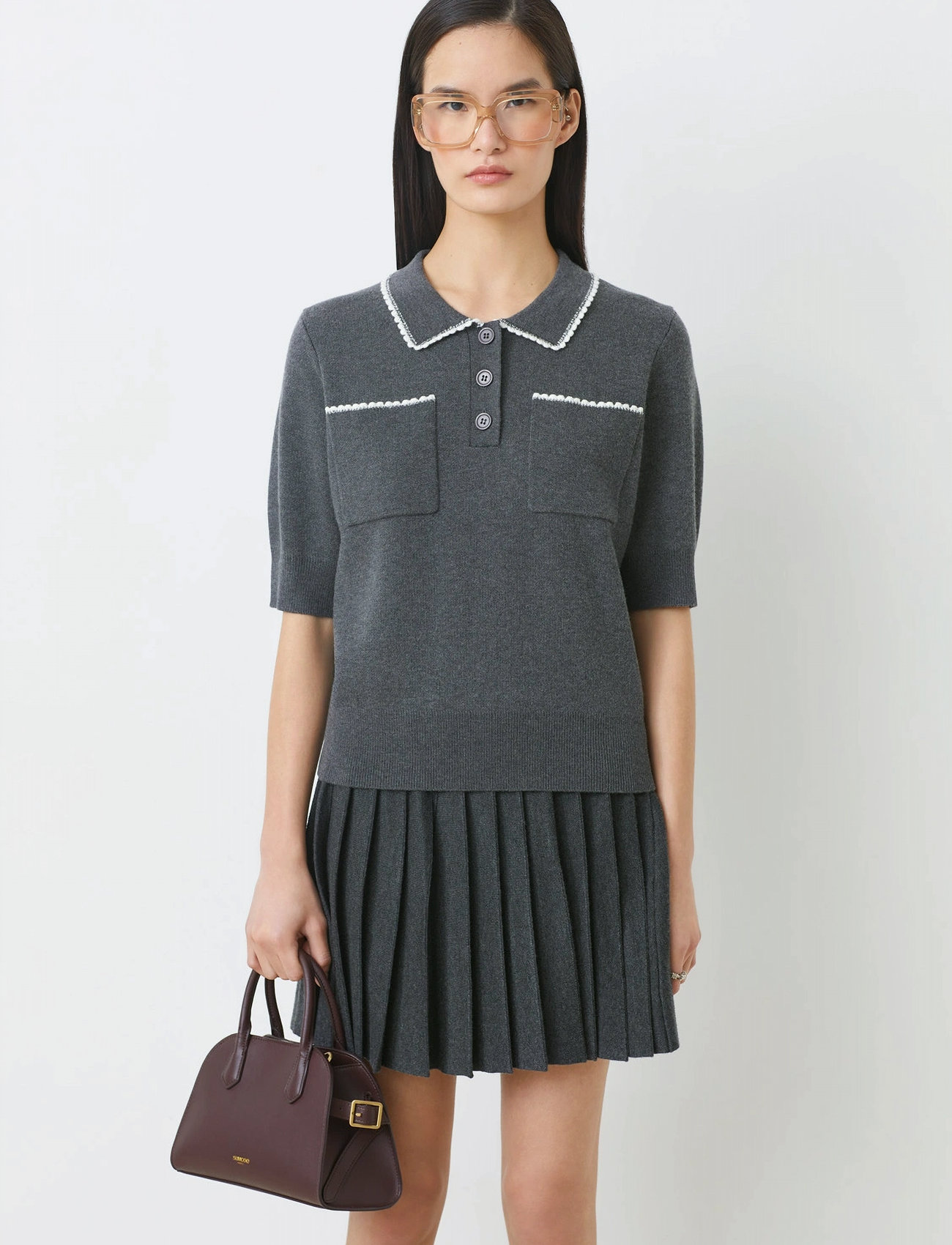 SUNCOO Paris Polka, S, Grey, Strik > Trøjer, Dame