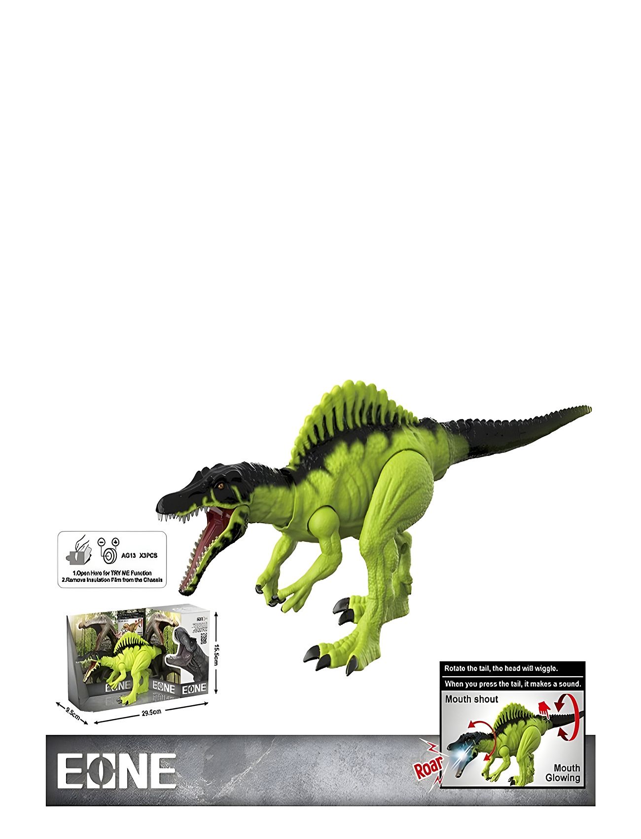 Suntoy Dino Spinosaurus M Ljud Och Ljus Toys Playsets & Action Figures Animals Grøn Suntoy*Betinget Tilbud