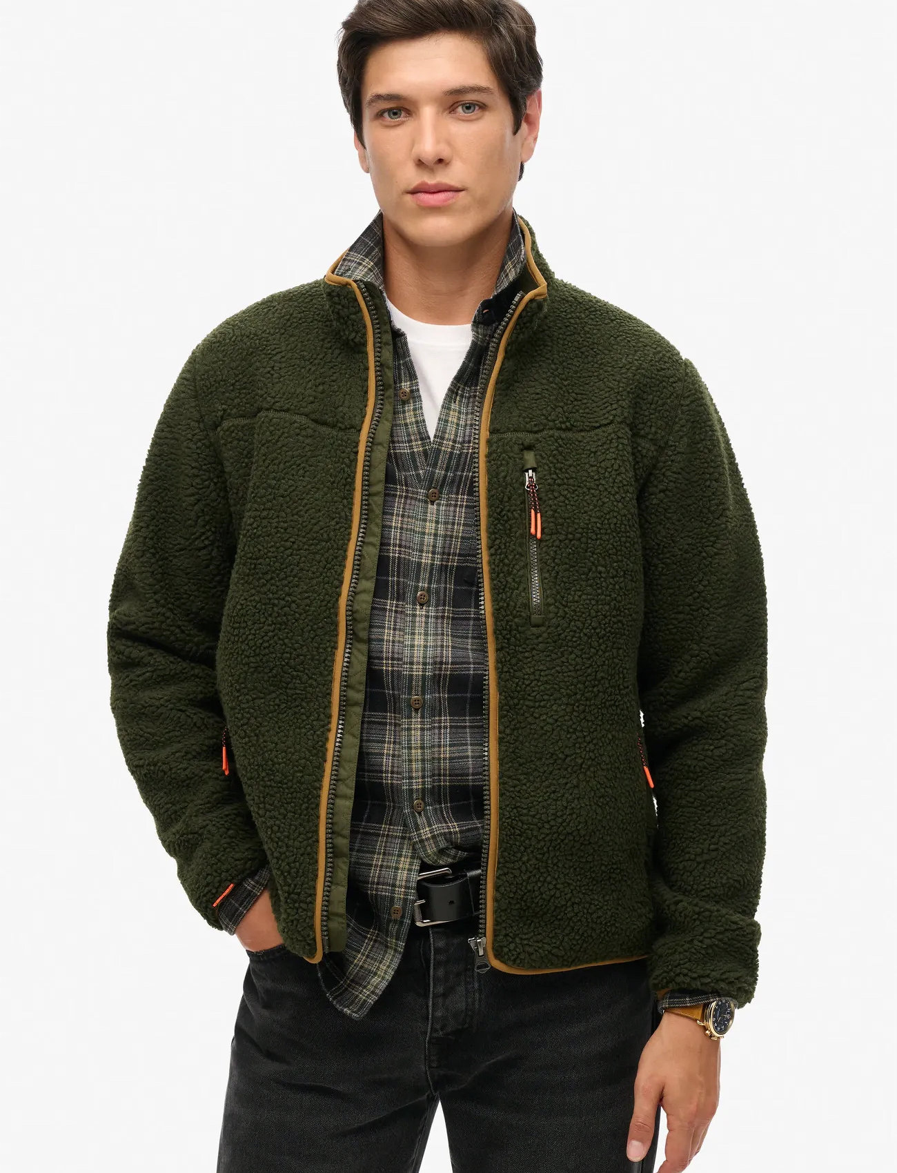 Superdry Sport Outdoor Full Zip Fleece, XXL, Khaki green, Sweatshirts & Hoodies > Fleeces, Herre