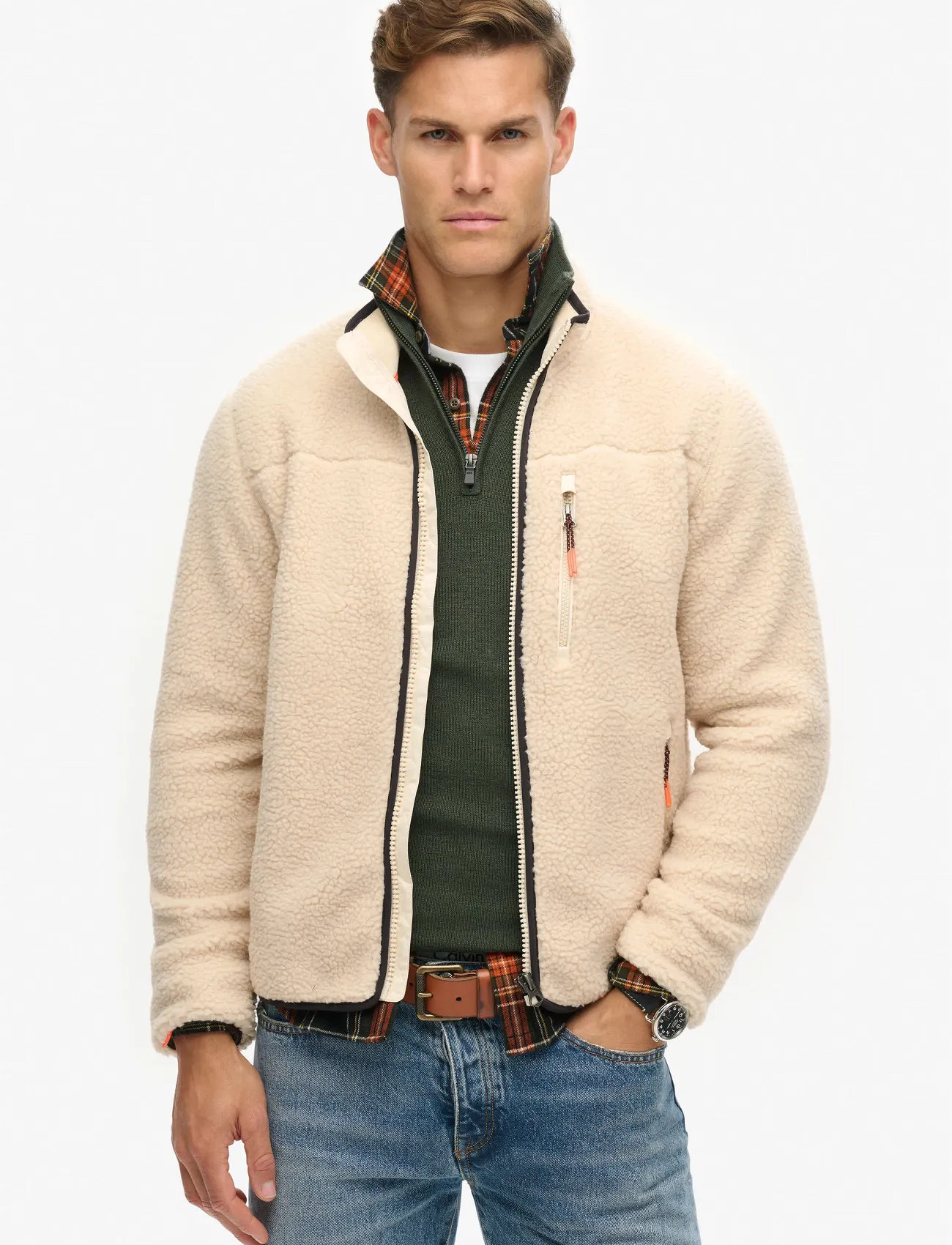 Superdry Sport Outdoor Full Zip Fleece, XXL, Cream, Sweatshirts & Hoodies > Fleeces, Herre