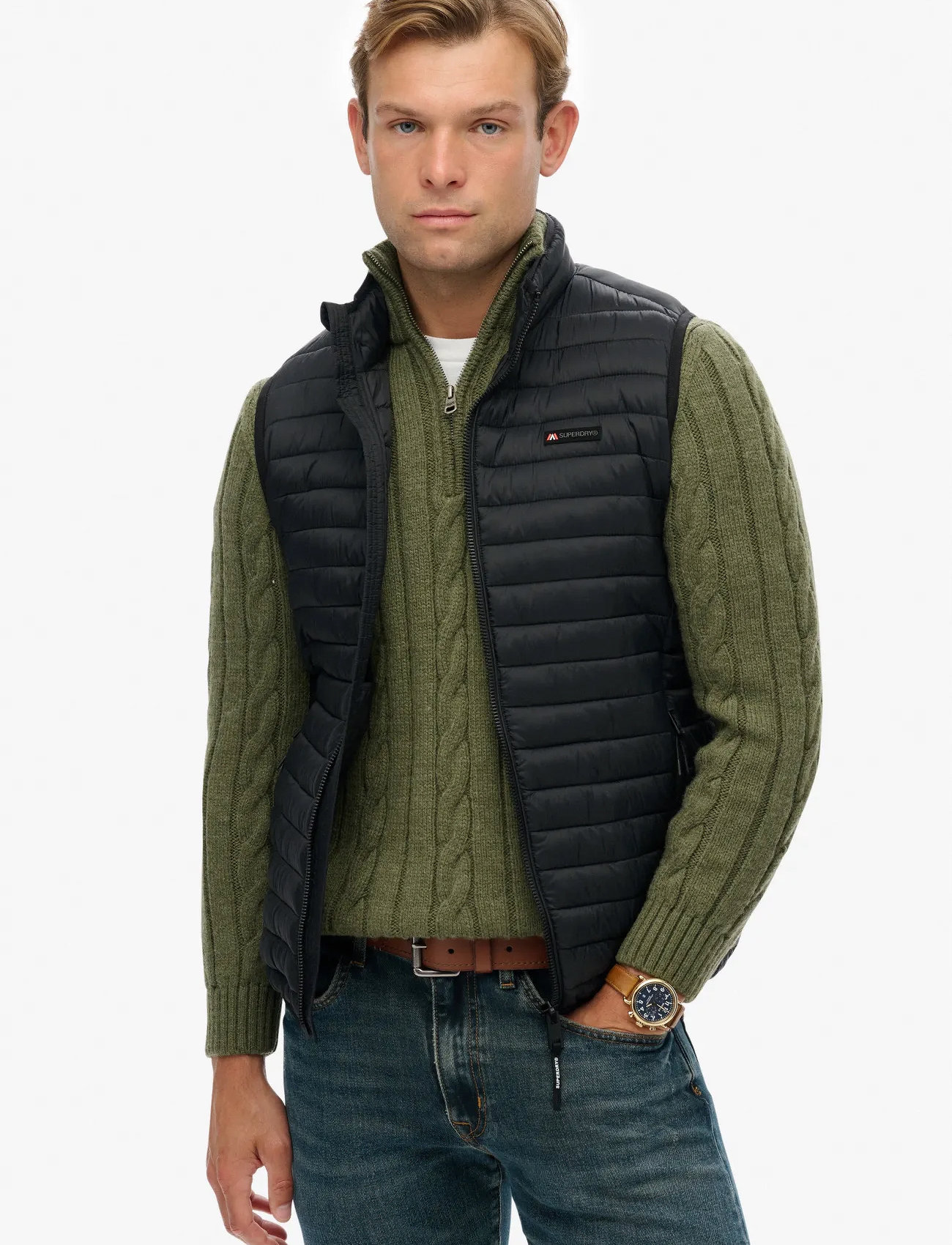 Superdry Sport Fuji Lite Padded Gilet, S, Black, Sport > Veste, Herre