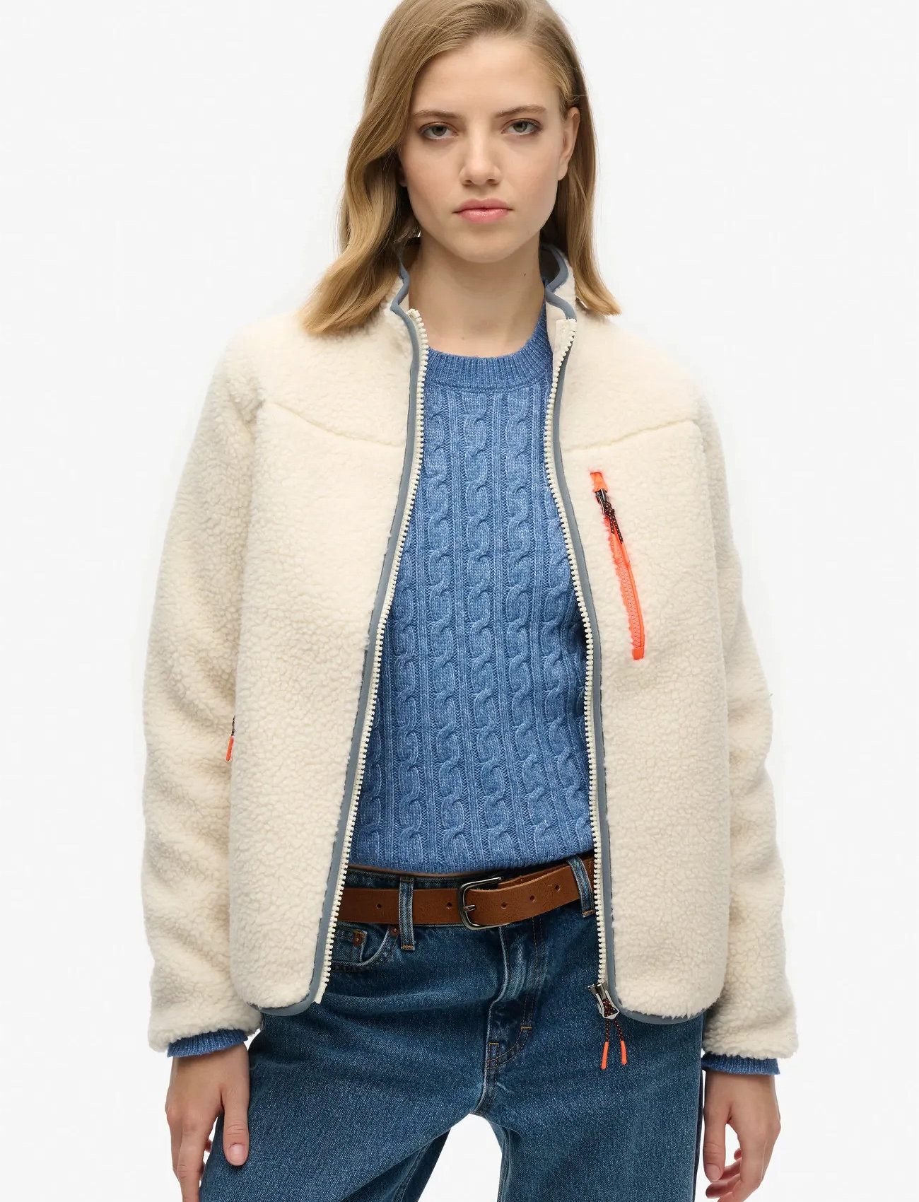 Superdry Sport Outdoor Full Zip Fleece, L, Cream, Sport Clothing > Sport Fleeces & Midlayers, Dame