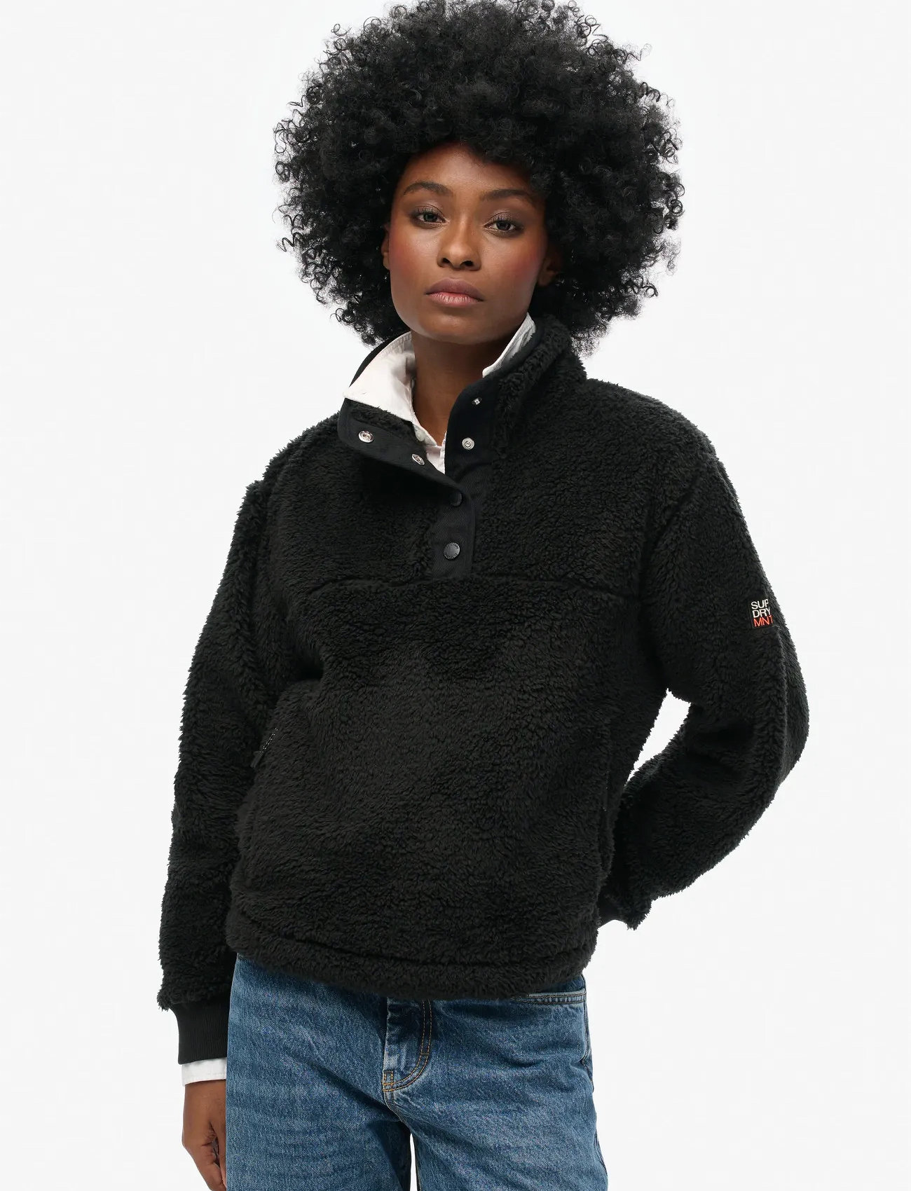 Superdry Sport Super Soft Henley, L, Black, Sport Clothing > Sport Fleeces & Midlayers, Dame