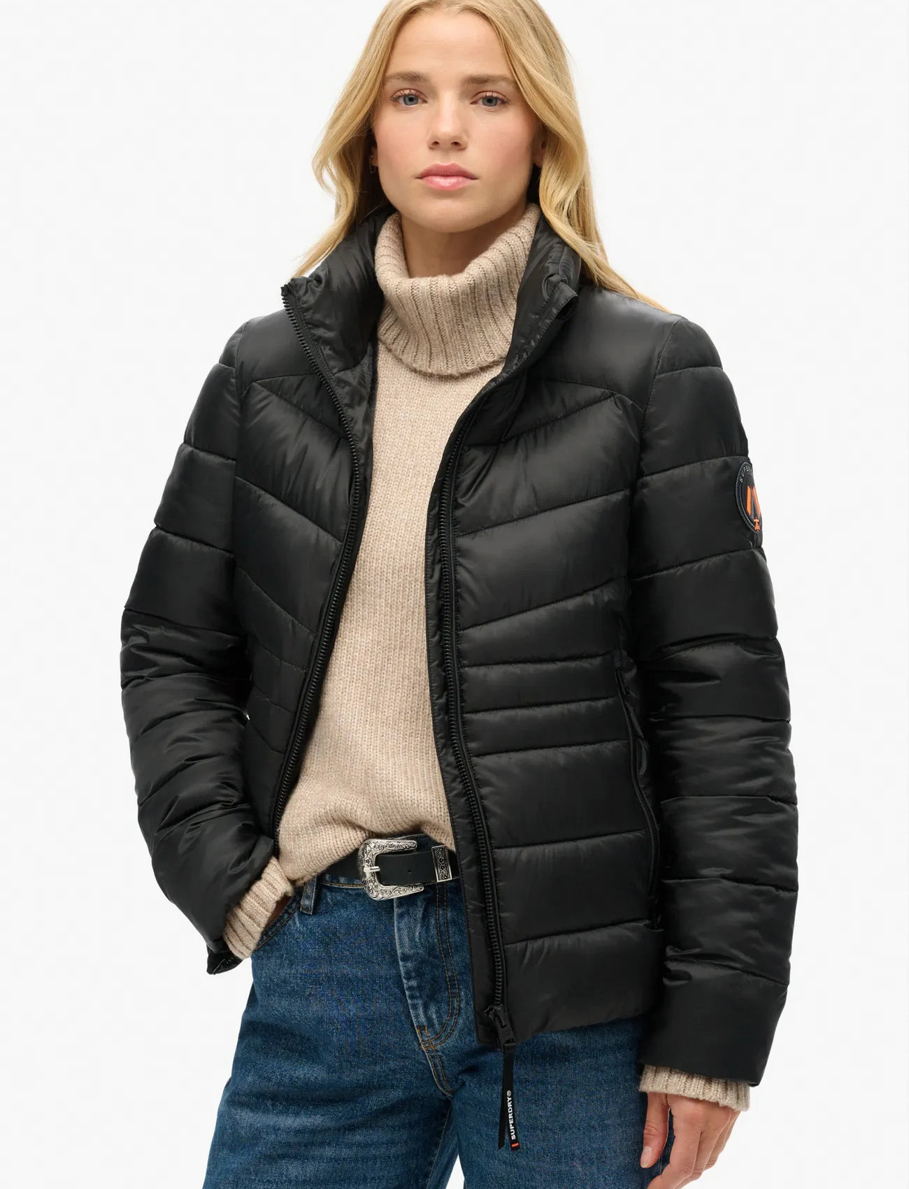 Superdry Sport Fuji Quilt Padded Jacket, XL, Black, Jakker > Vatteret Jakke, Dame