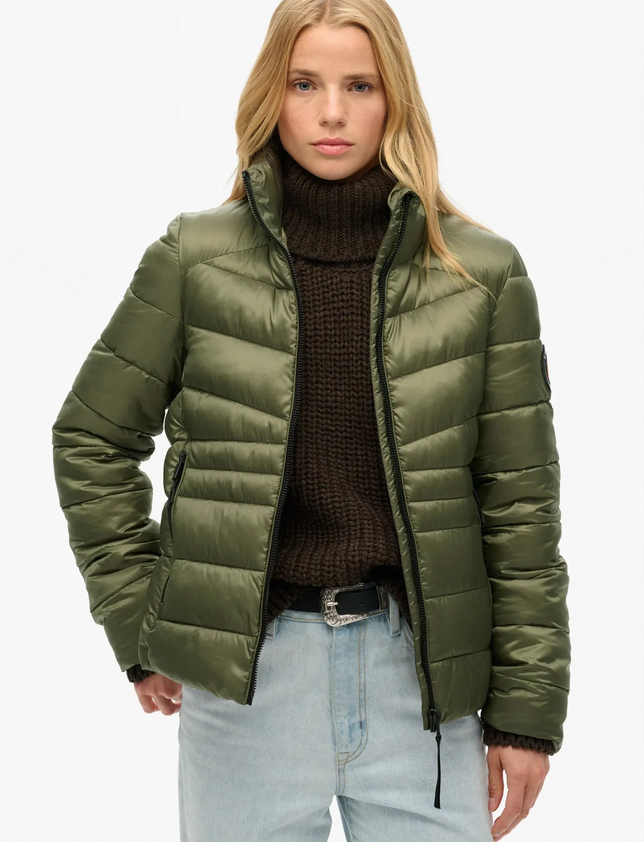 Superdry Sport Fuji Quilt Padded Jacket, XS, Khaki green, Jakker > Vatteret Jakke, Dame