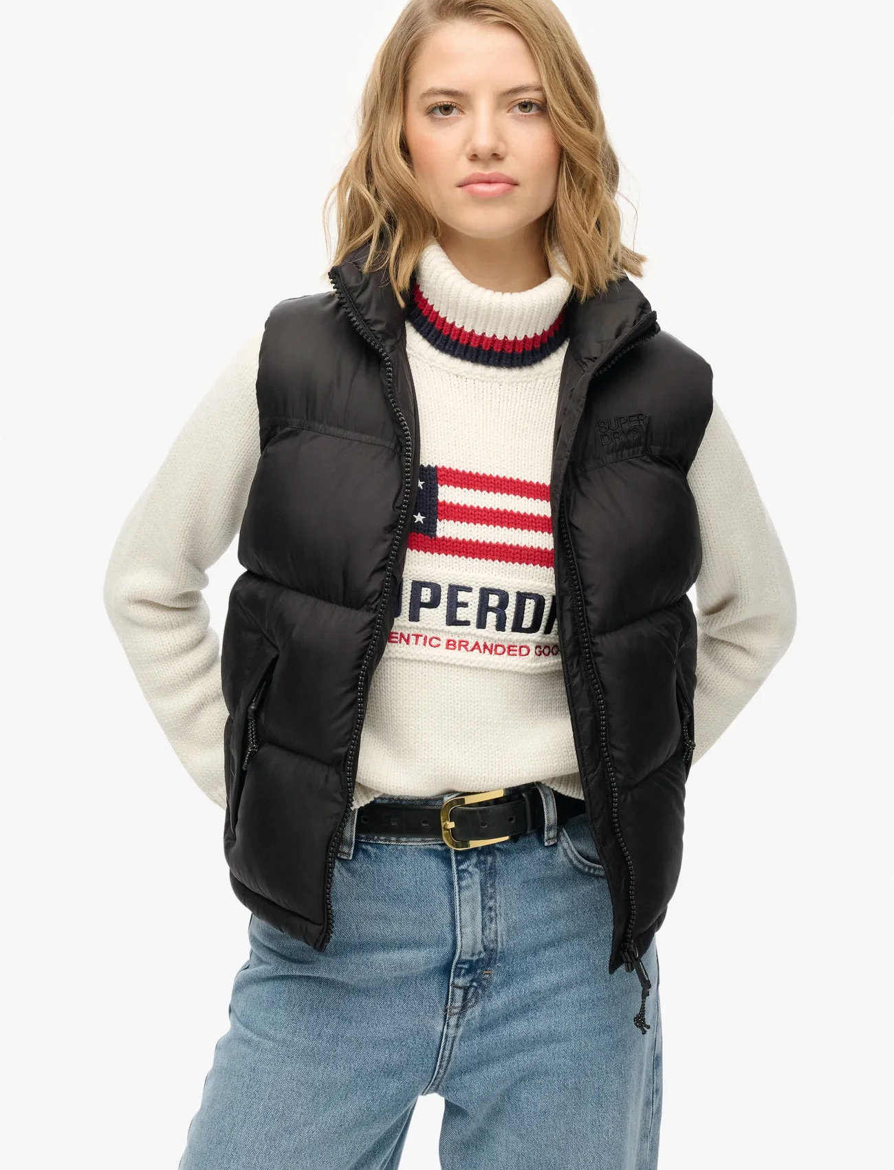 Superdry Sport Tech Padded Gilet, XL, Black, Veste > Vatterede Veste, Dame