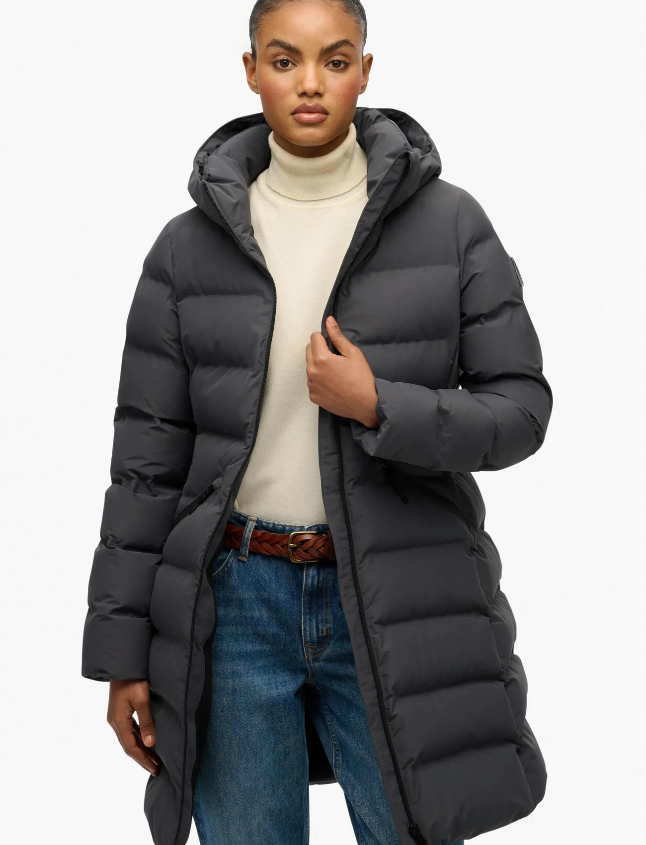 Superdry Sport City Mid Padded Jacket, M, Black, Frakker > Vatterede Frakker, Dame