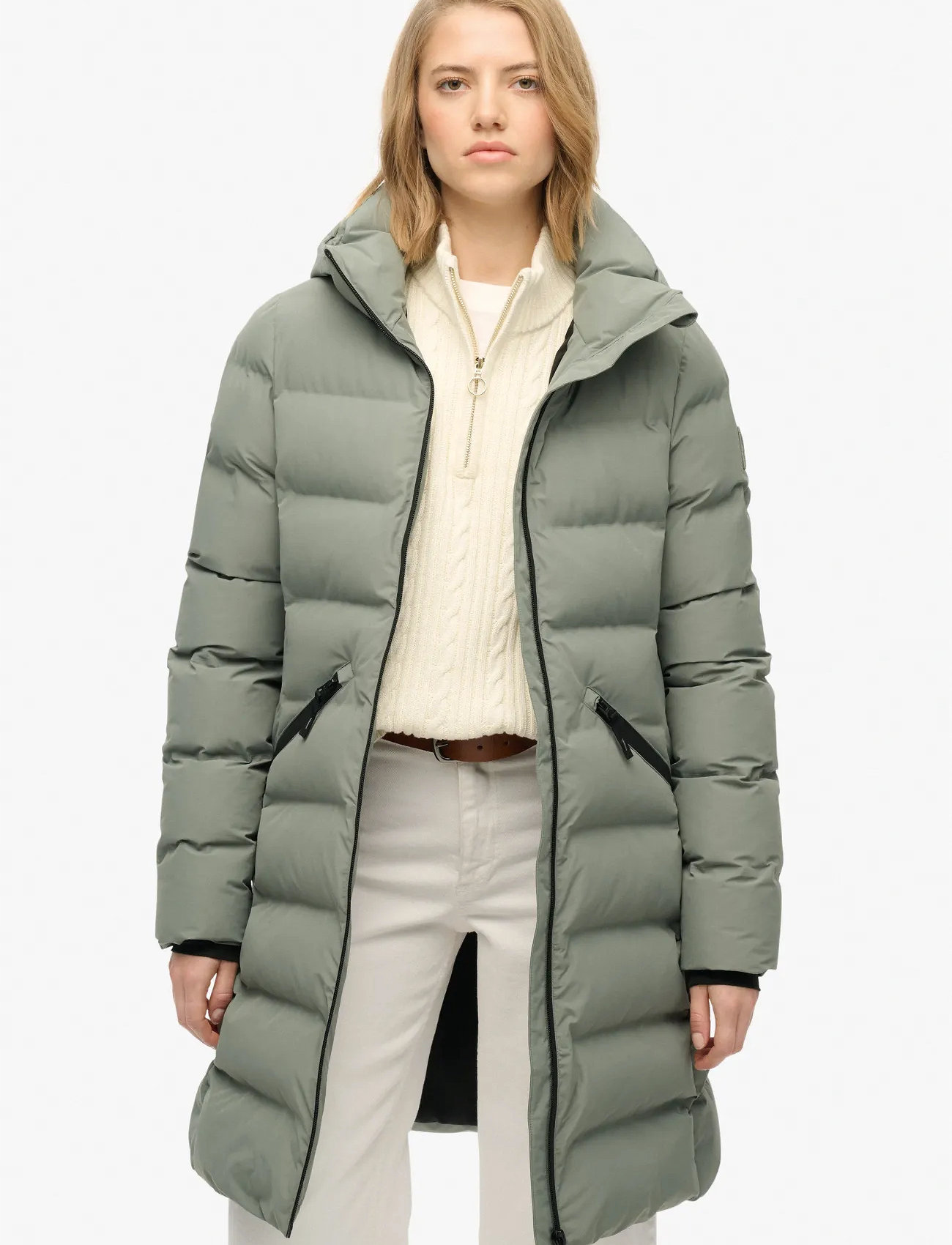 Superdry Sport City Mid Padded Jacket, M, Green, Frakker > Vatterede Frakker, Dame