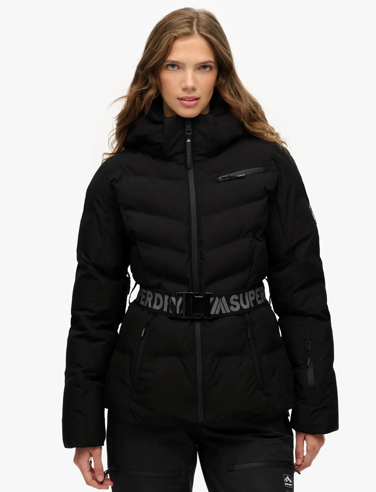 Superdry Sport Luxe Belted Ski Padded Jacket, S, Black, Sport Jackets > Sport Ski Jackets, Dame