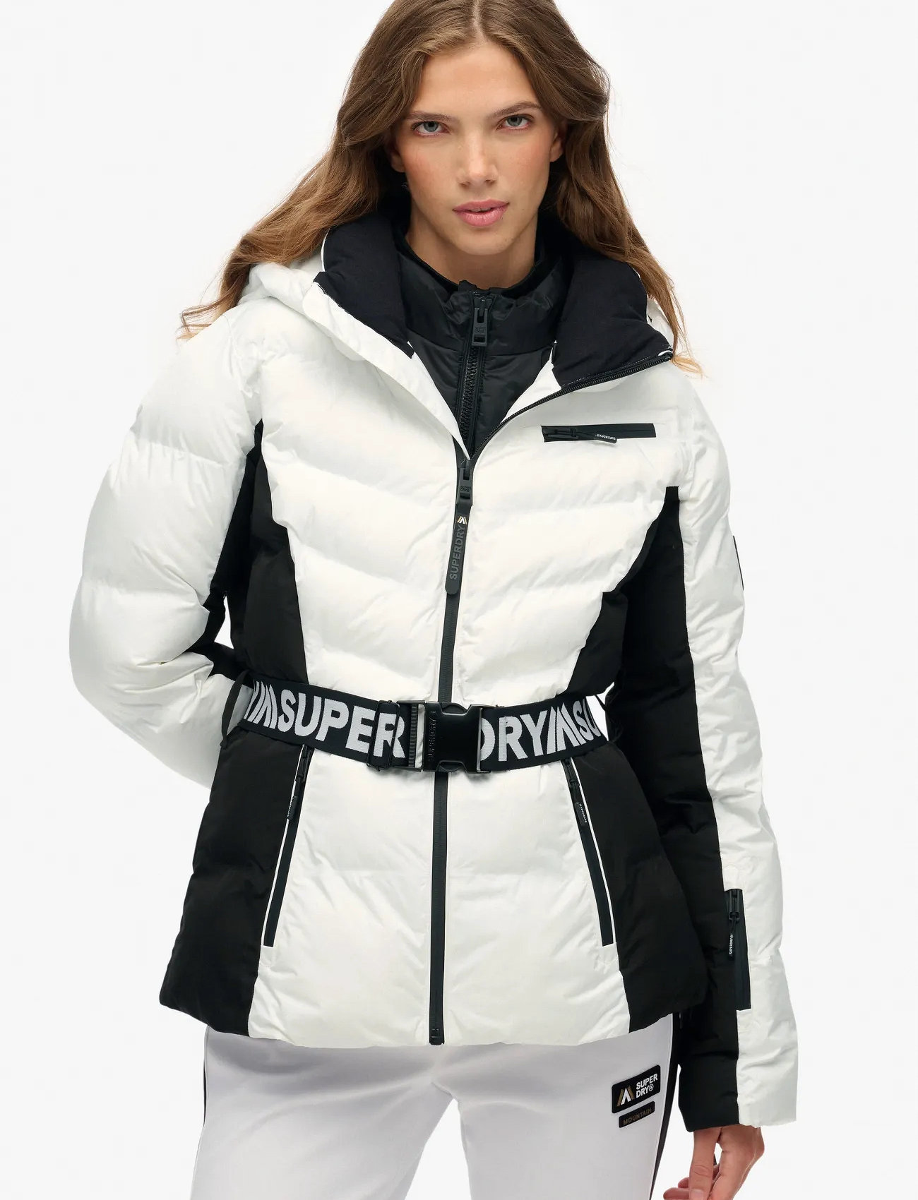 Superdry Sport Luxe Belted Ski Padded Jacket, XL, White, Sport Jackets > Sport Ski Jackets, Dame