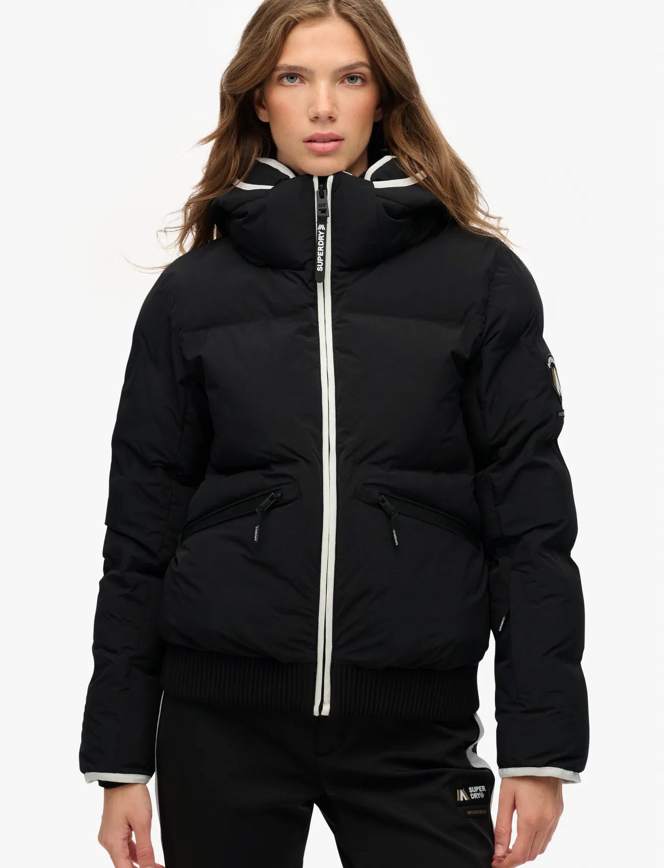 Superdry Sport Hooded Ski Bomber Jacket, XL, Black, Sport Jackets > Sport Ski Jackets, Dame