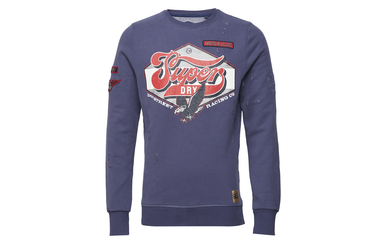 1334 Navy Superdry Crew Biker Custom xan58qX