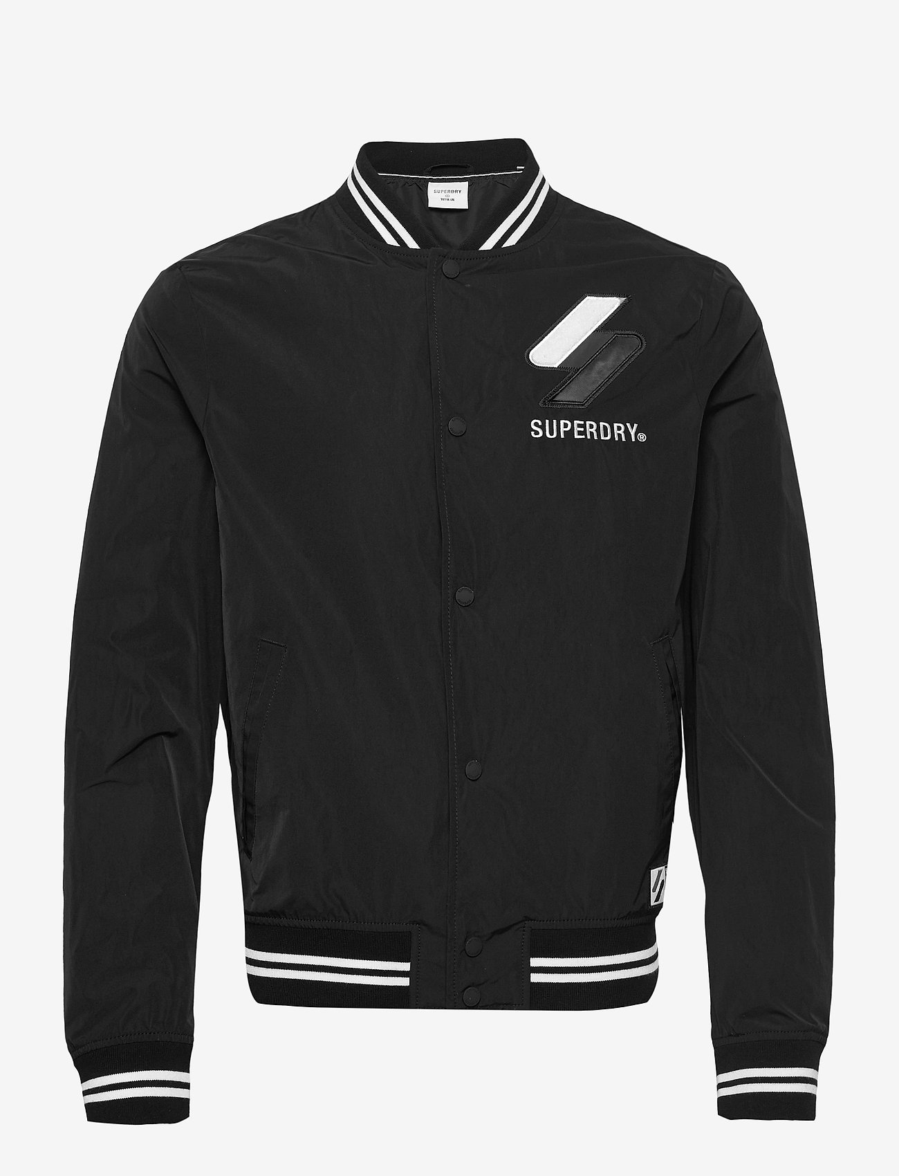 black nylon varsity jacket