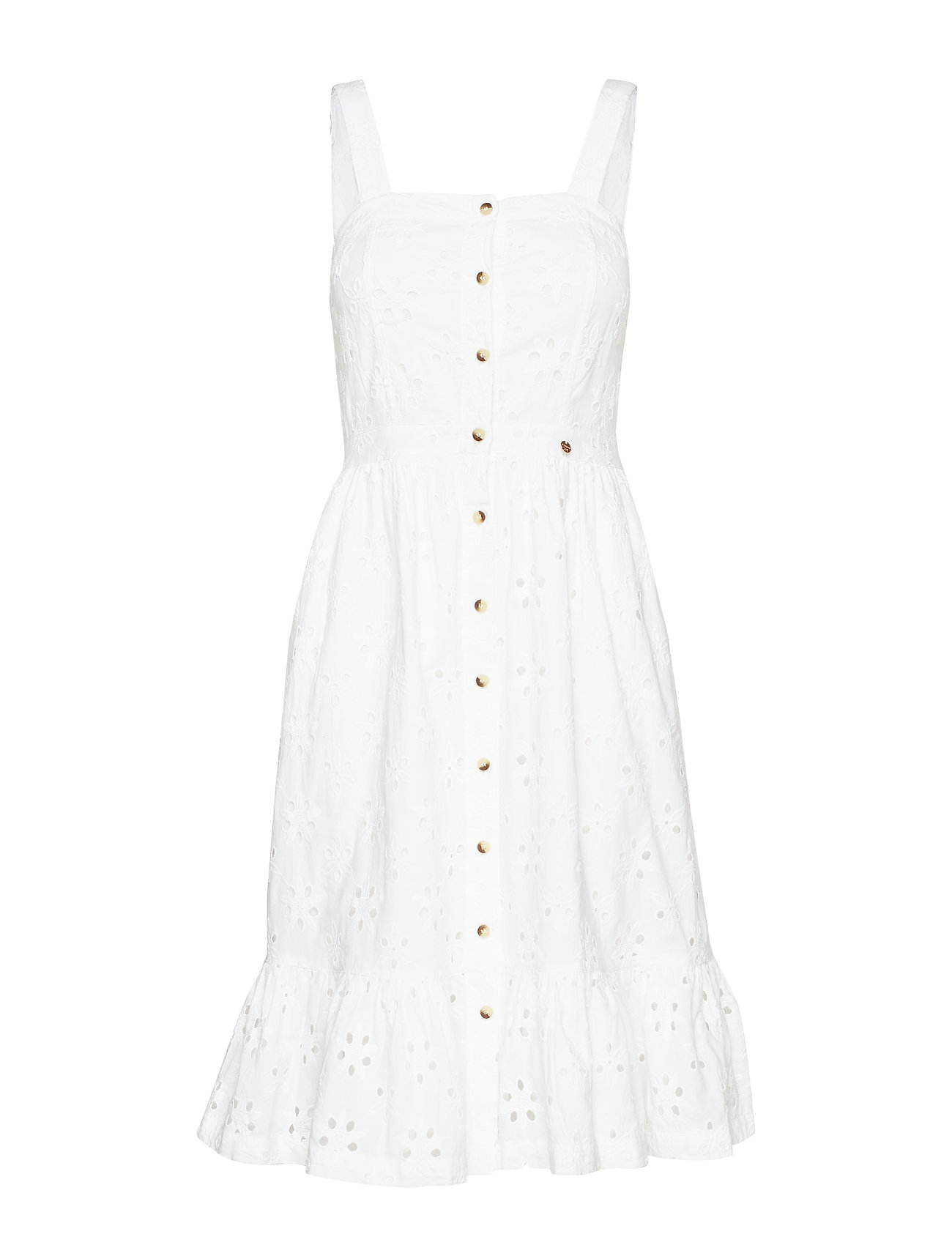 Camille Button Schiffli Dress Korte Jurk Wit Superdry superdry kopen in de aanbieding