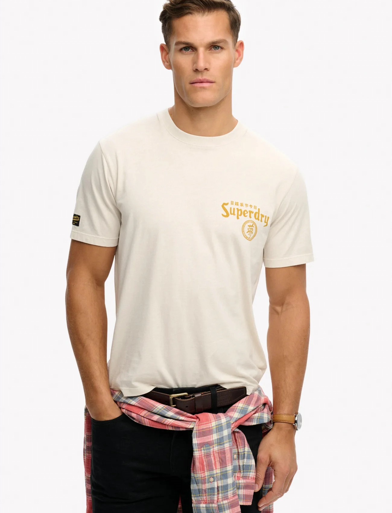 Superdry Tokyo Narrative Loose Tee, XXL, Cream, T-Shirts > Kortærmede, Herre