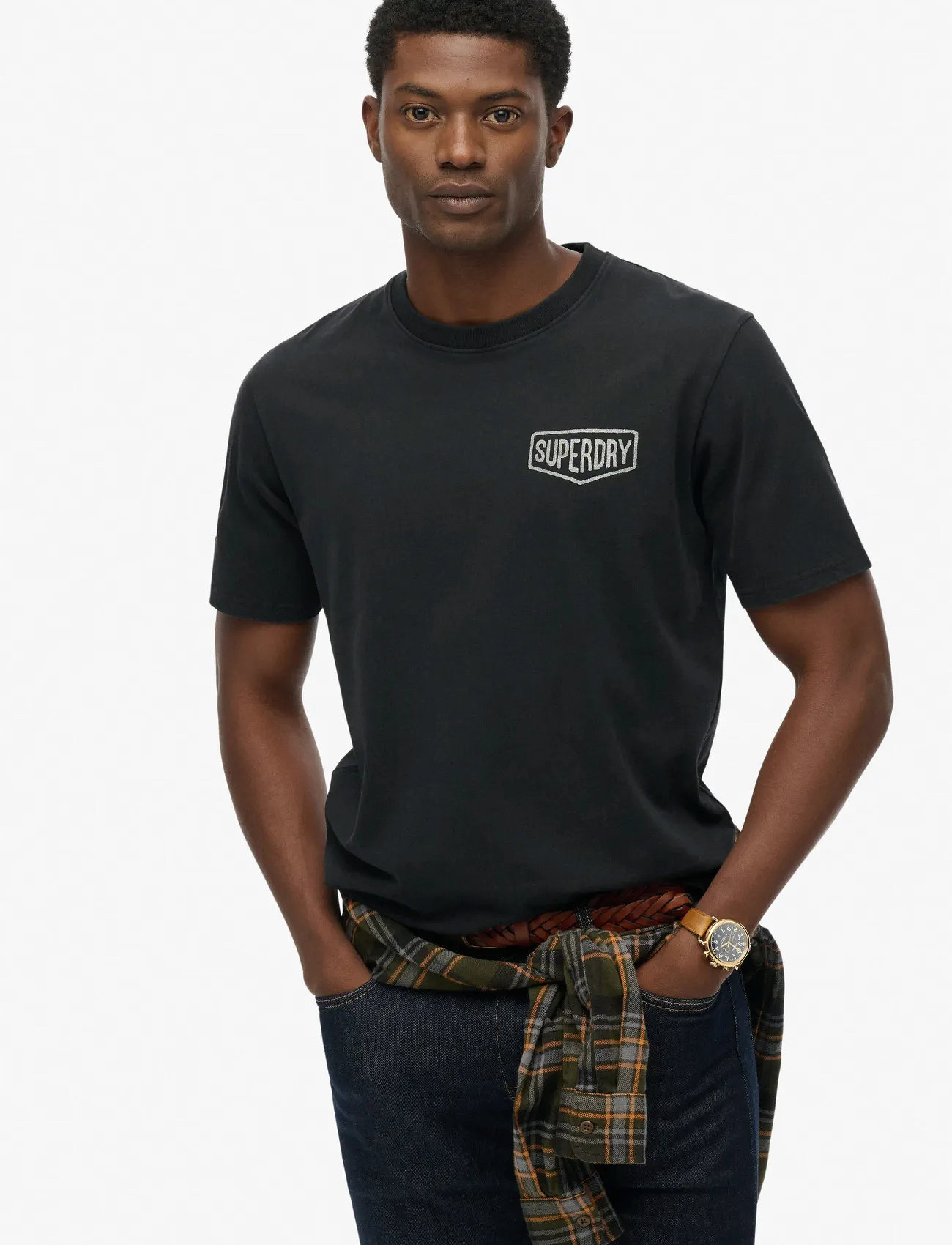 Superdry Work Tab Loose Tee, L, Black, T-Shirts > Kortærmede, Herre