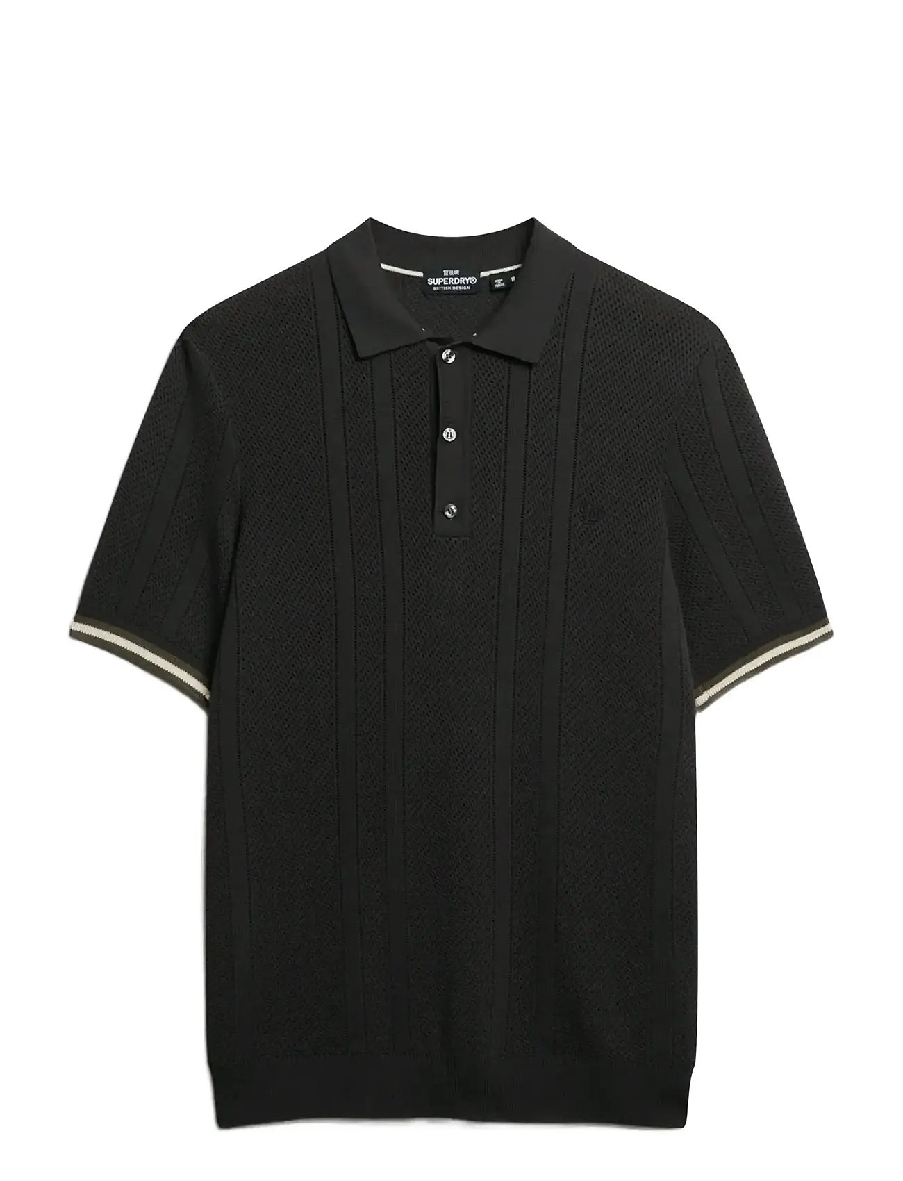 SUPERDRY Strick Texture S/S Polo Schwarz - XL - Herren