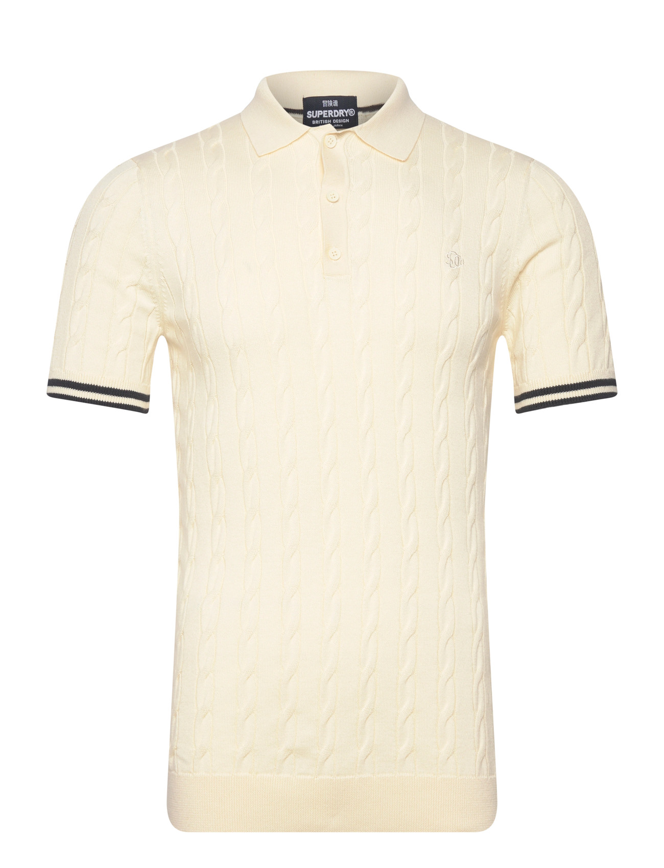 SUPERDRY Strick Texture S/S Polo Cream - S - Herren