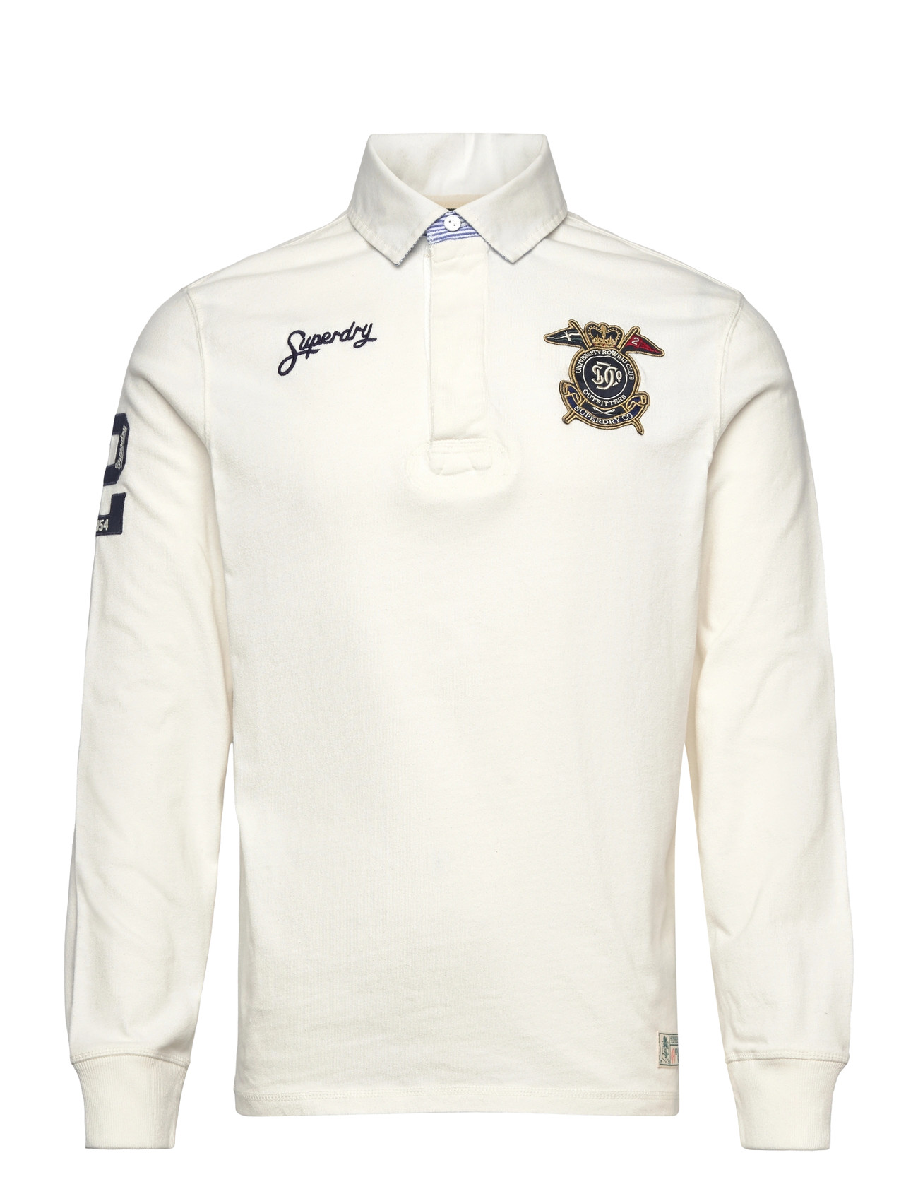 Superdry Double Emblem Rugby, XXL, White, Poloer > Langærmede, Herre