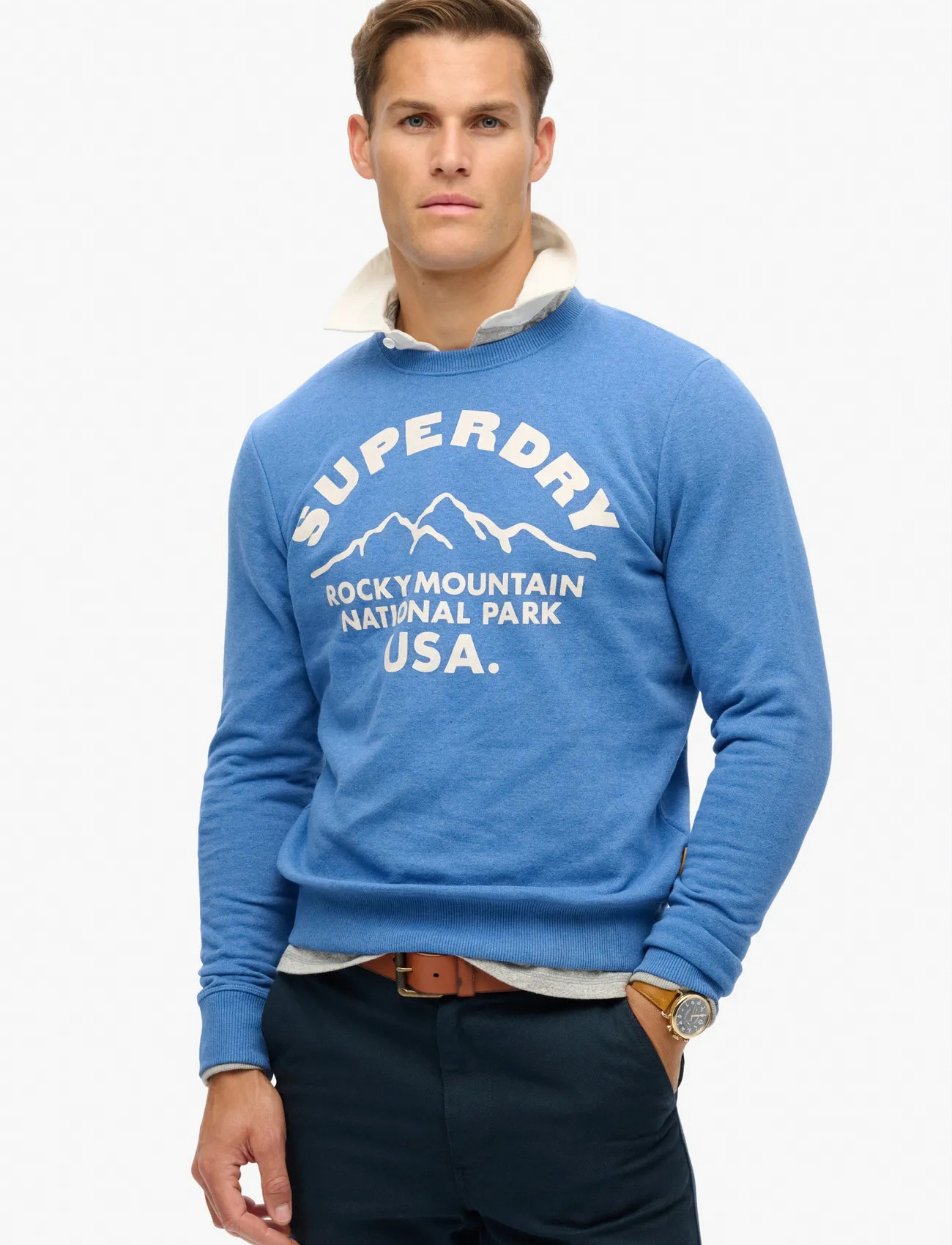 Superdry Lo-Fi Outdoors Graphic Crew, XL, Blue, Sweatshirts & Hættetrøjer > Sweatshirts, Herre