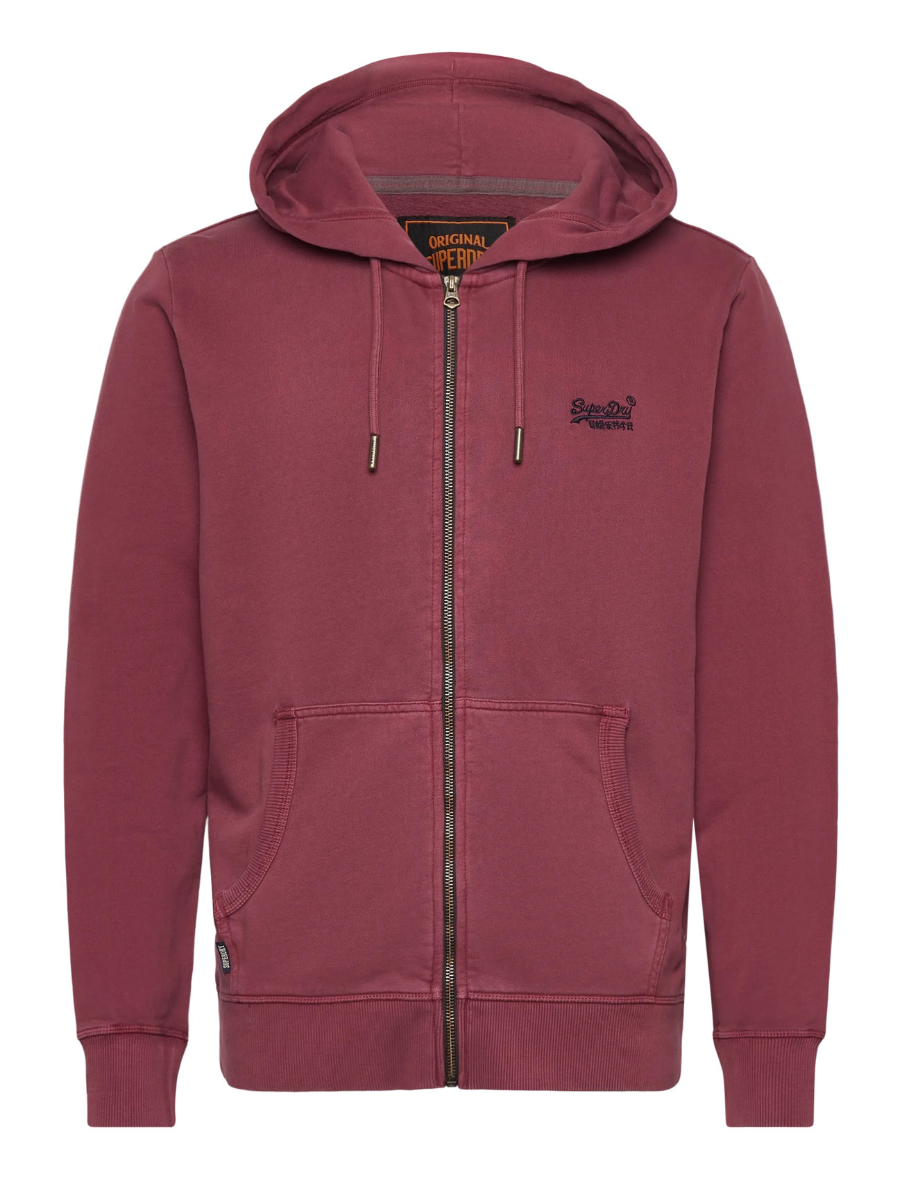 SUPERDRY Essential Logo Washed Ziphood Burgundy - XXL - Herren
