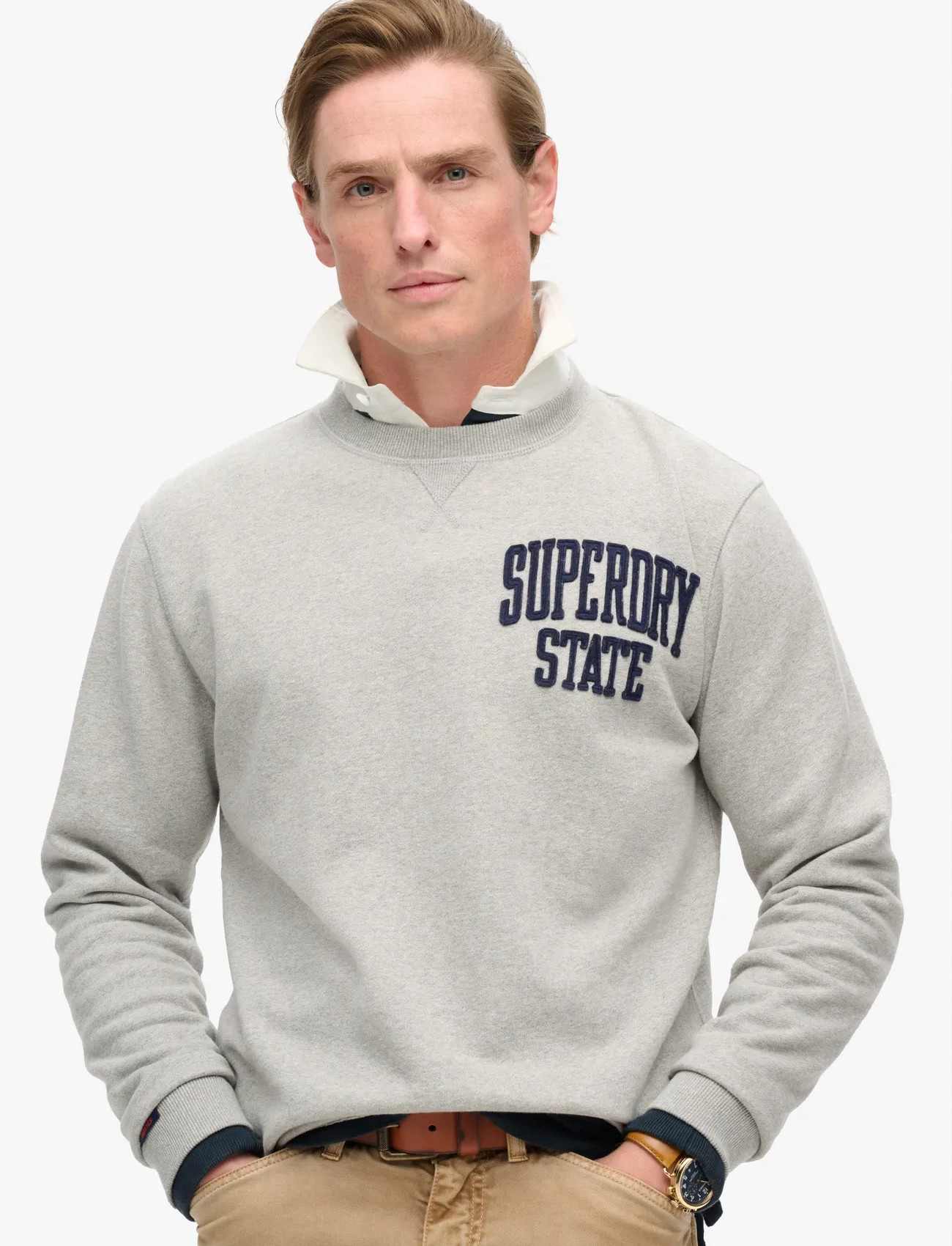 Superdry Vintage Athletic Crew, L, Grey, Sweatshirts & Hættetrøjer > Sweatshirts, Herre