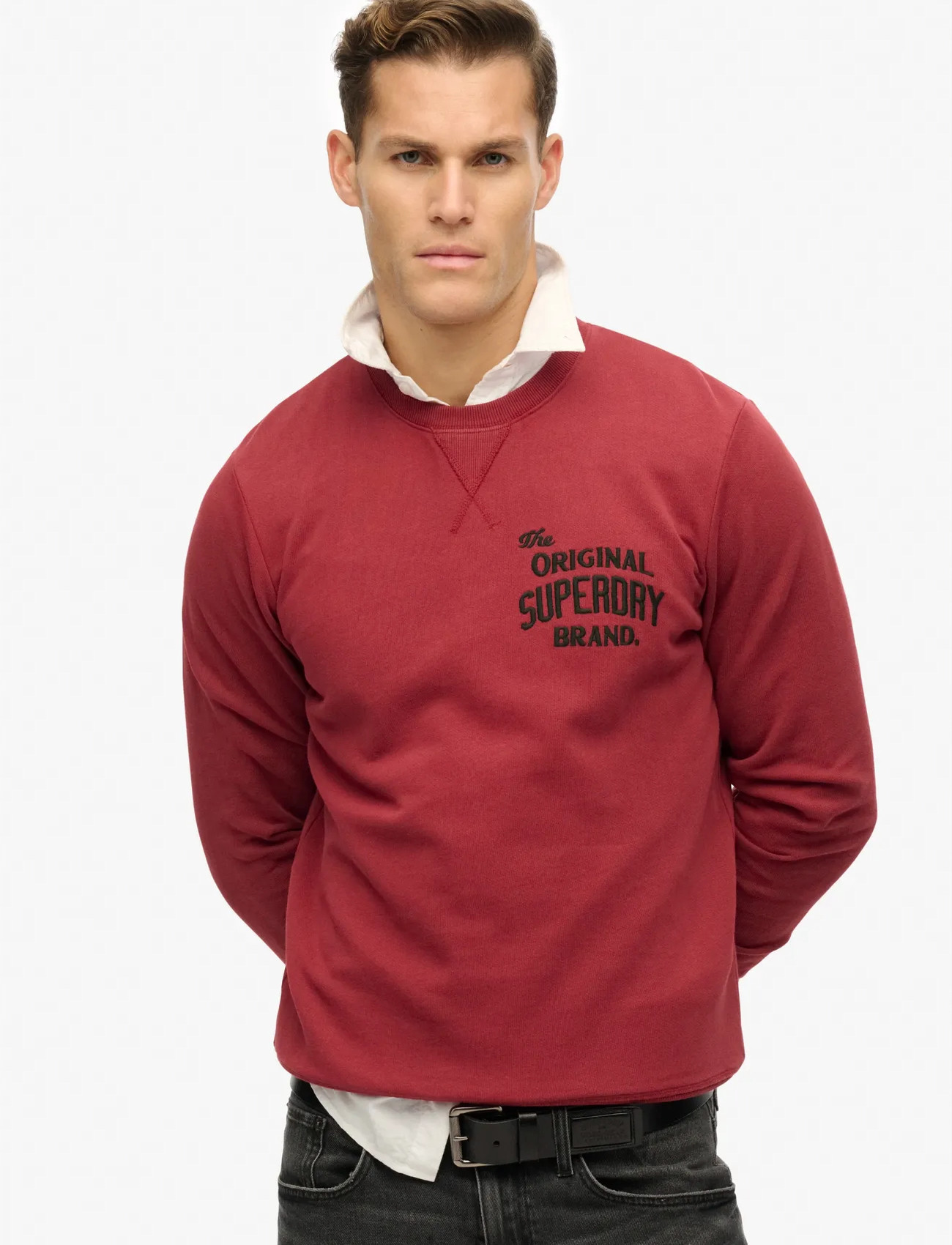 Superdry Workwear Applique Sweatshirt, XL, Red, Sweatshirts & Hættetrøjer > Sweatshirts, Herre