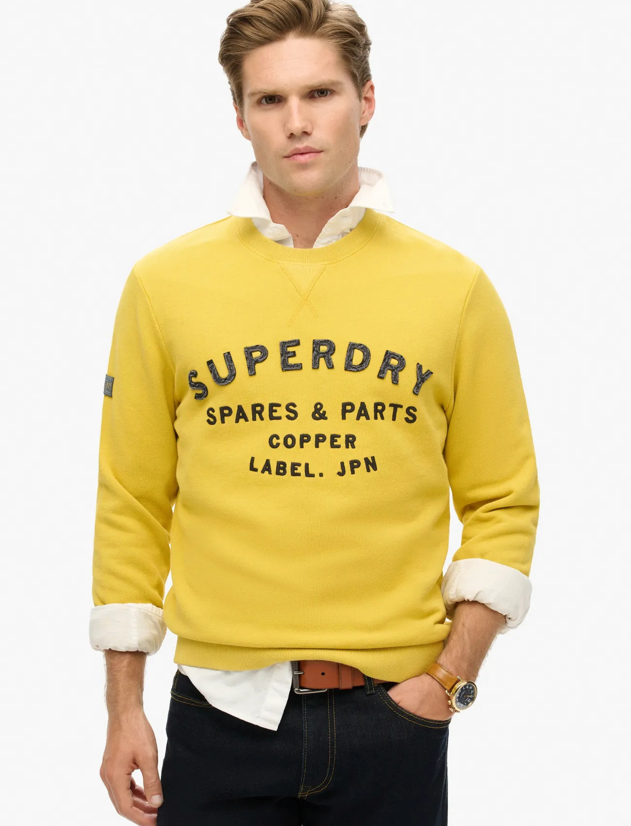 Superdry Workwear Applique Sweatshirt, S, Yellow, Sweatshirts & Hættetrøjer > Sweatshirts, Herre