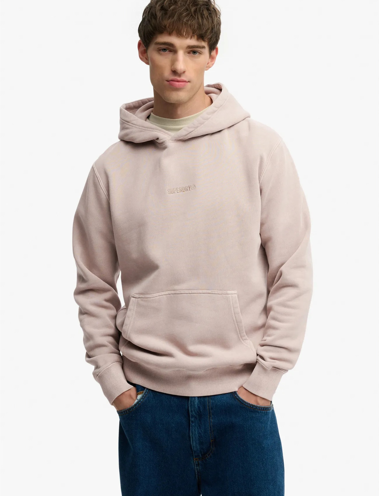 Superdry Micro Logo Hood, XXL, Beige, Sweatshirts & Hættetrøjer > Hættetrøjer, Herre