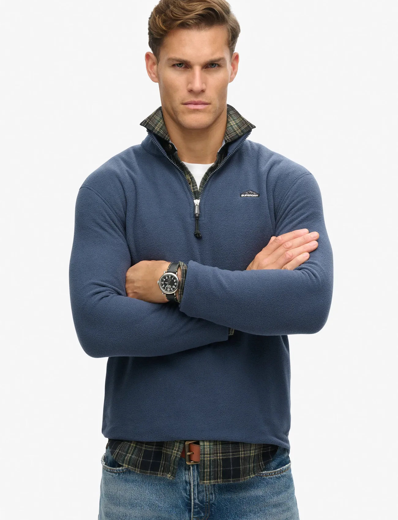 Superdry Polar Fleece Half Zip, L, Navy, Sweatshirts & Hættetrøjer > Sweatshirts, Herre