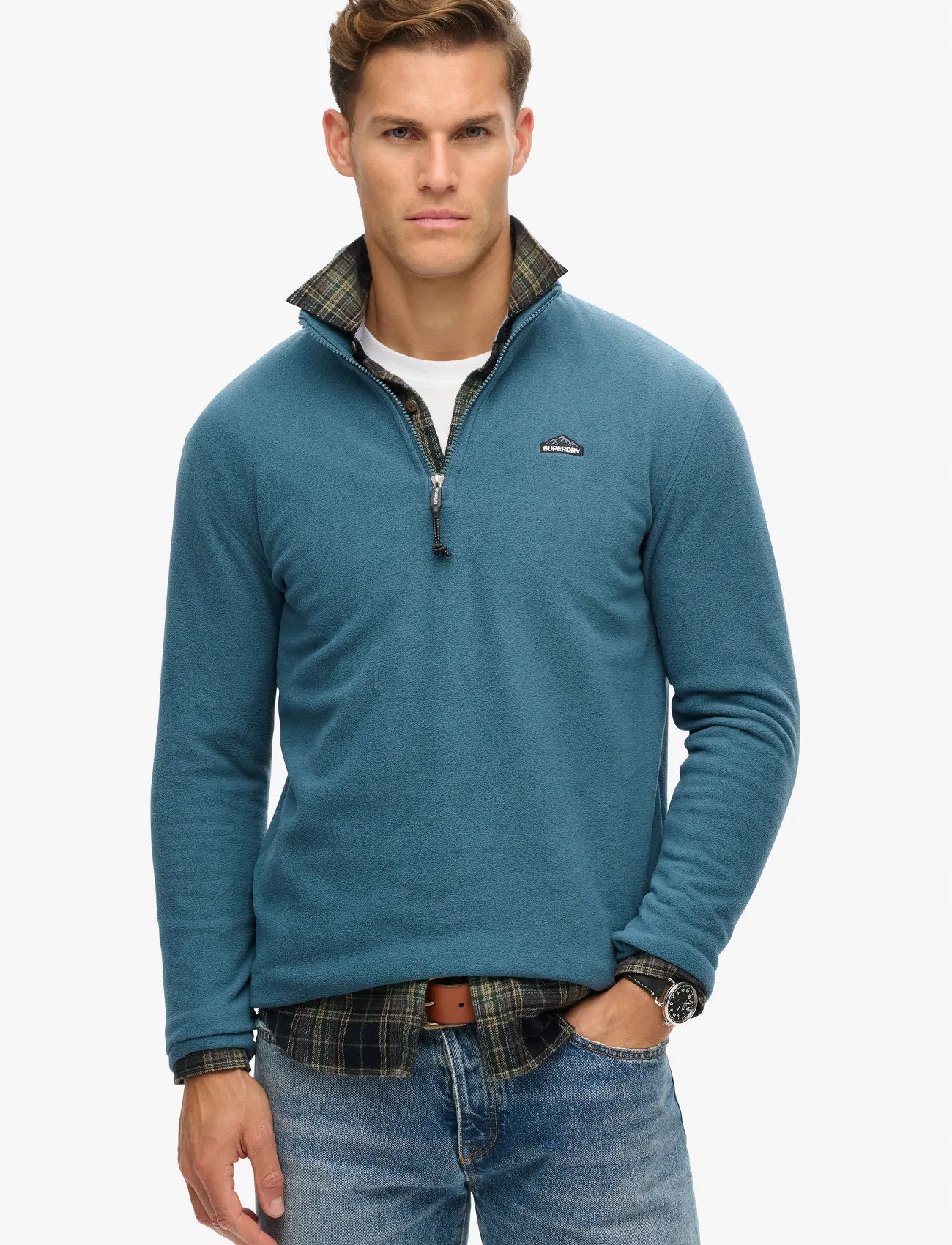 Superdry Polar Fleece Half Zip, 3XL, Blue, Sweatshirts & Hættetrøjer > Sweatshirts, Herre