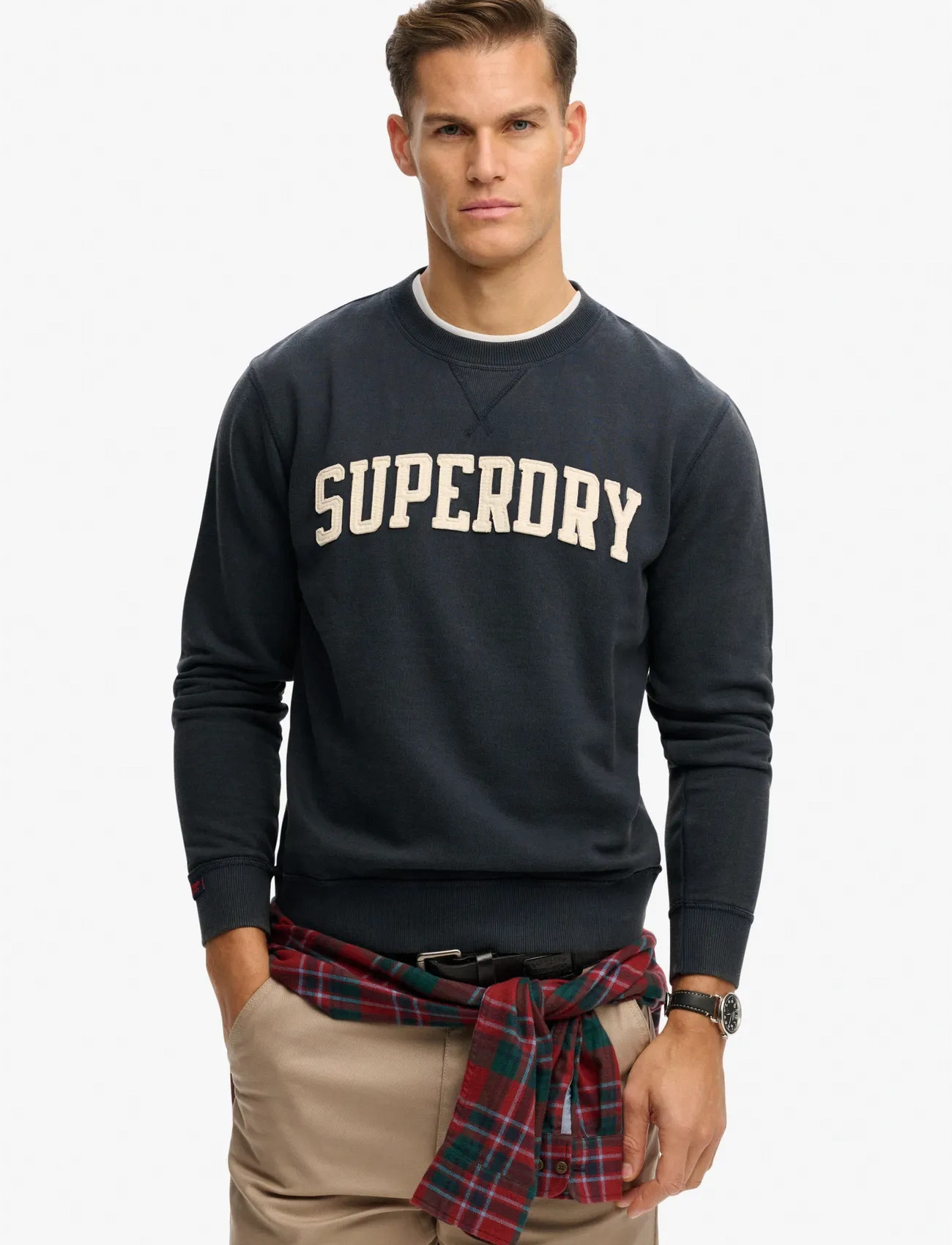Superdry Vintage Athletic Crew, L, Navy, Sweatshirts & Hættetrøjer > Sweatshirts, Herre