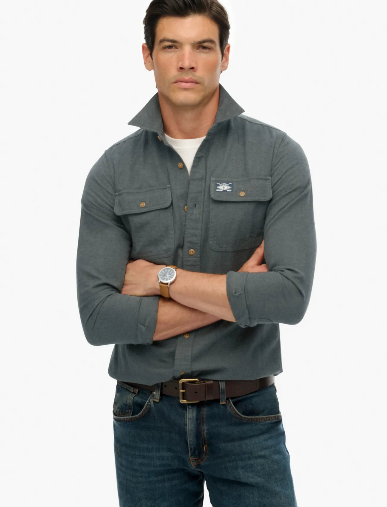 Superdry Flannel Workwear Shirt, 3XL, Green, Skjorter > Afslappet, Herre