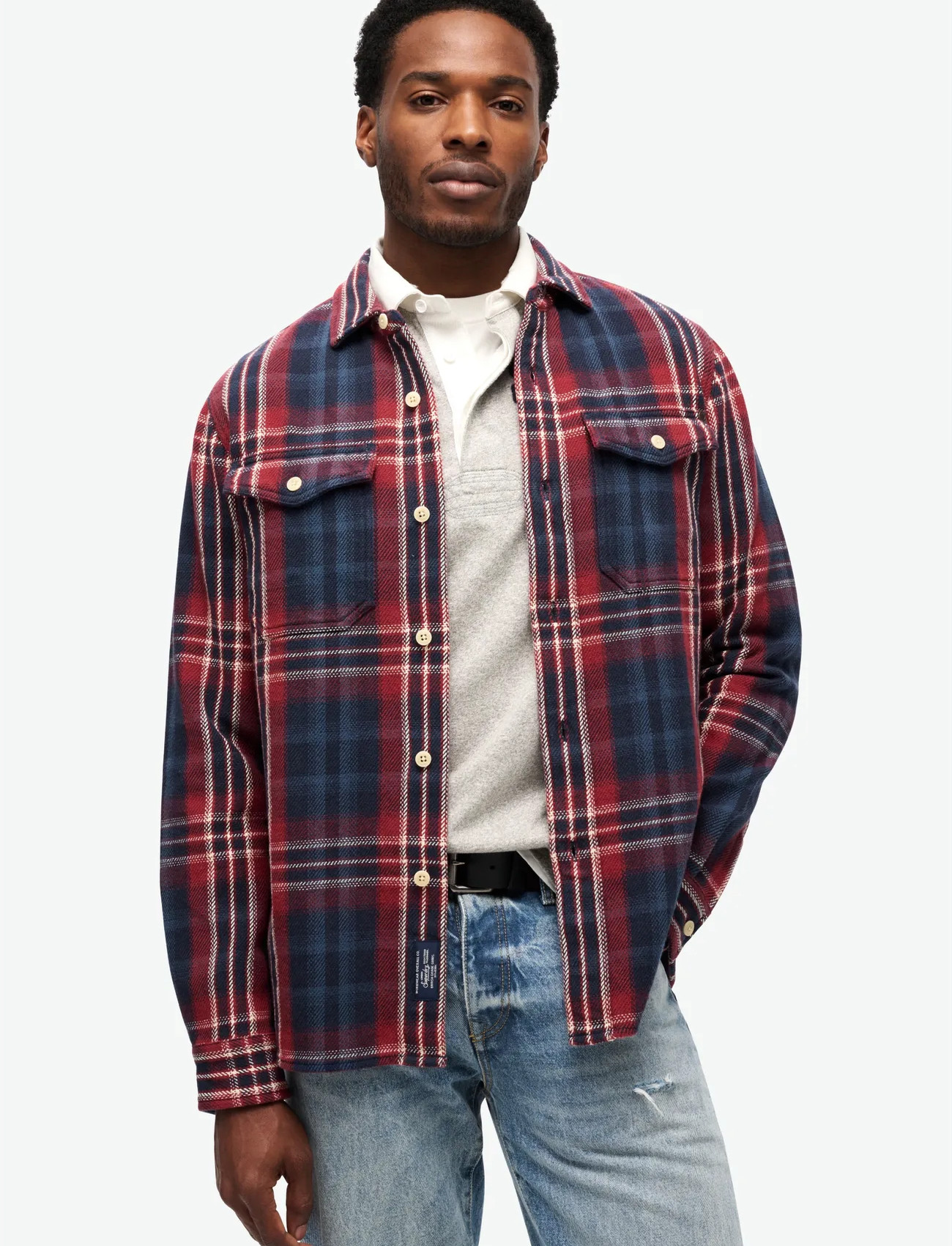 Superdry Merchant Heavy Checked Shirt, S, Red, Shirts > Checkered Shirt, Herre
